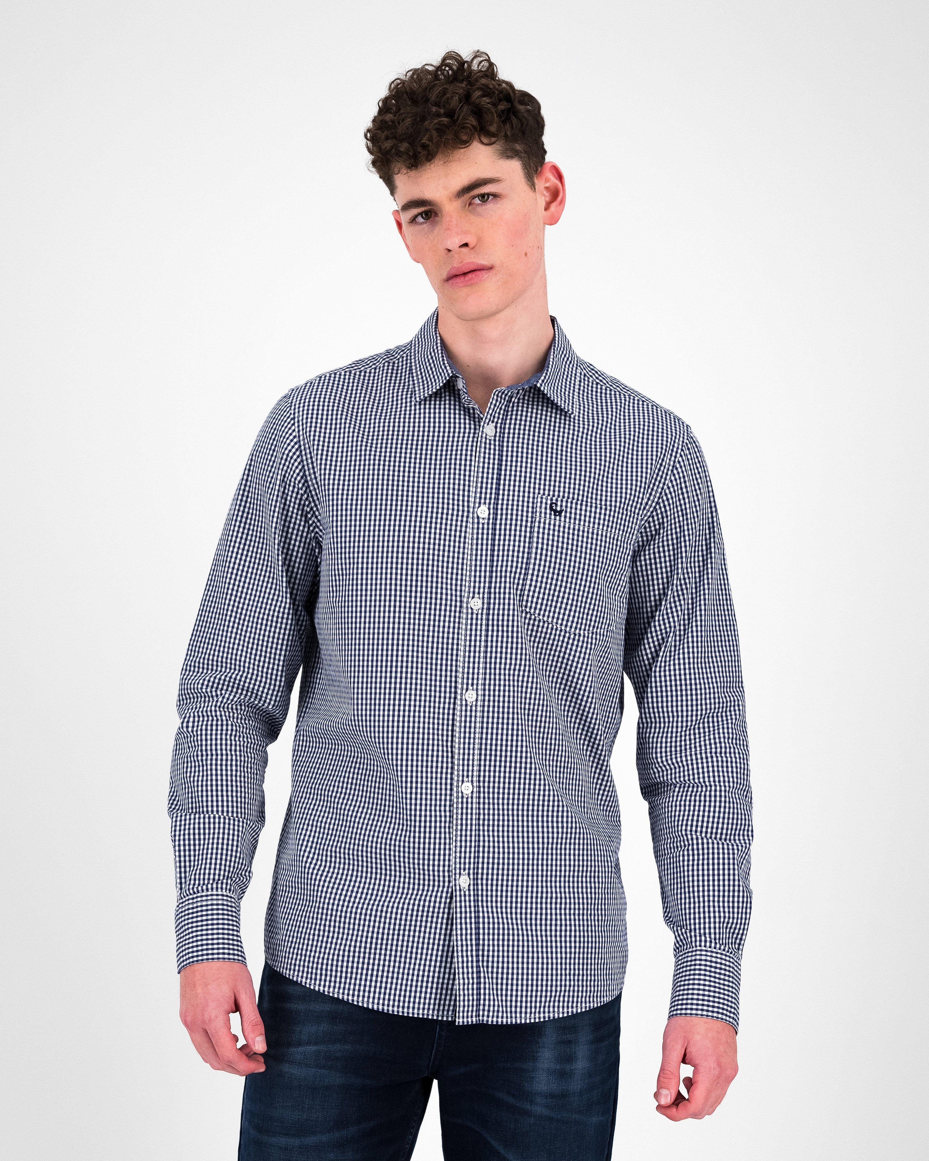 Men’s Cody Gingham Shirt  -  Navy