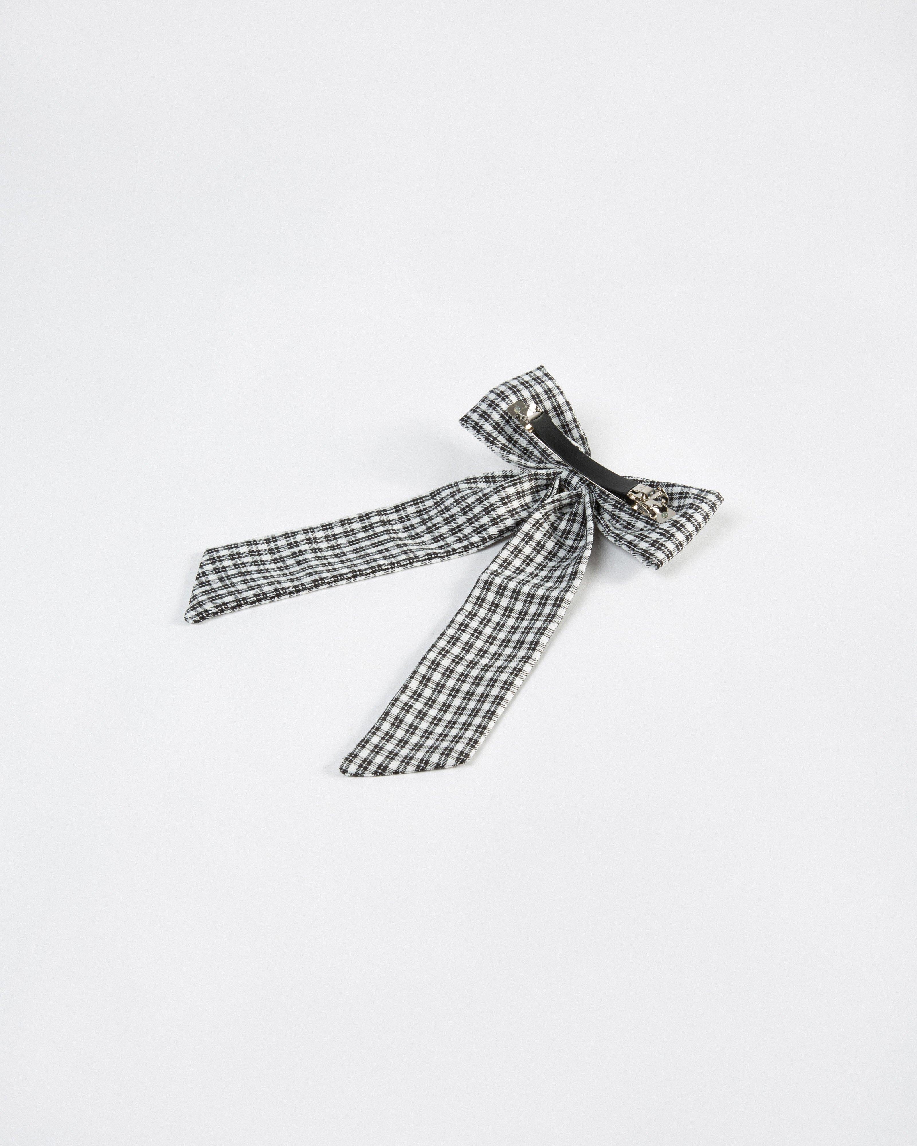 Katie Check Bow Clip -  Black