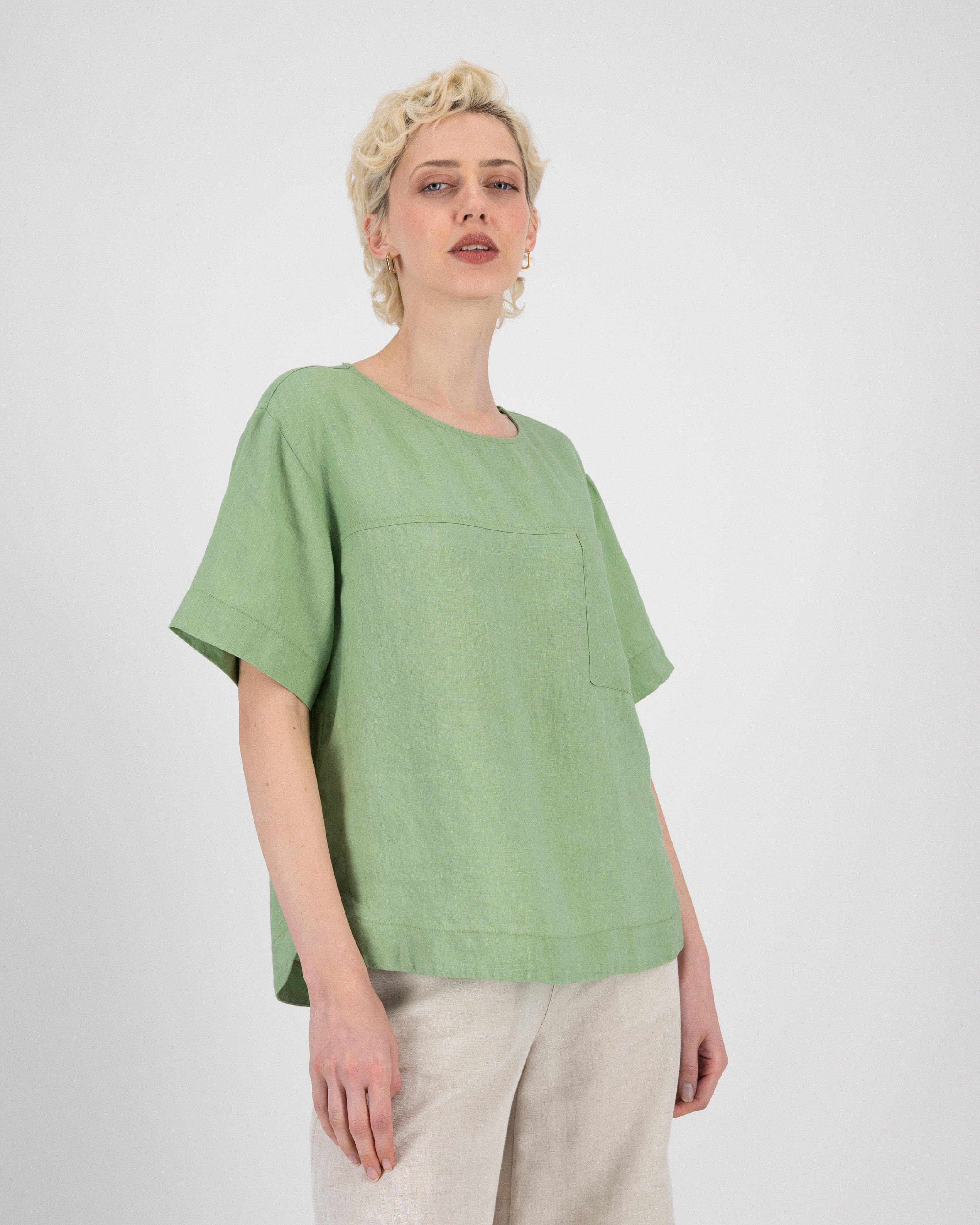  Women’s Margo Linen Popover Blouse  -  Sage