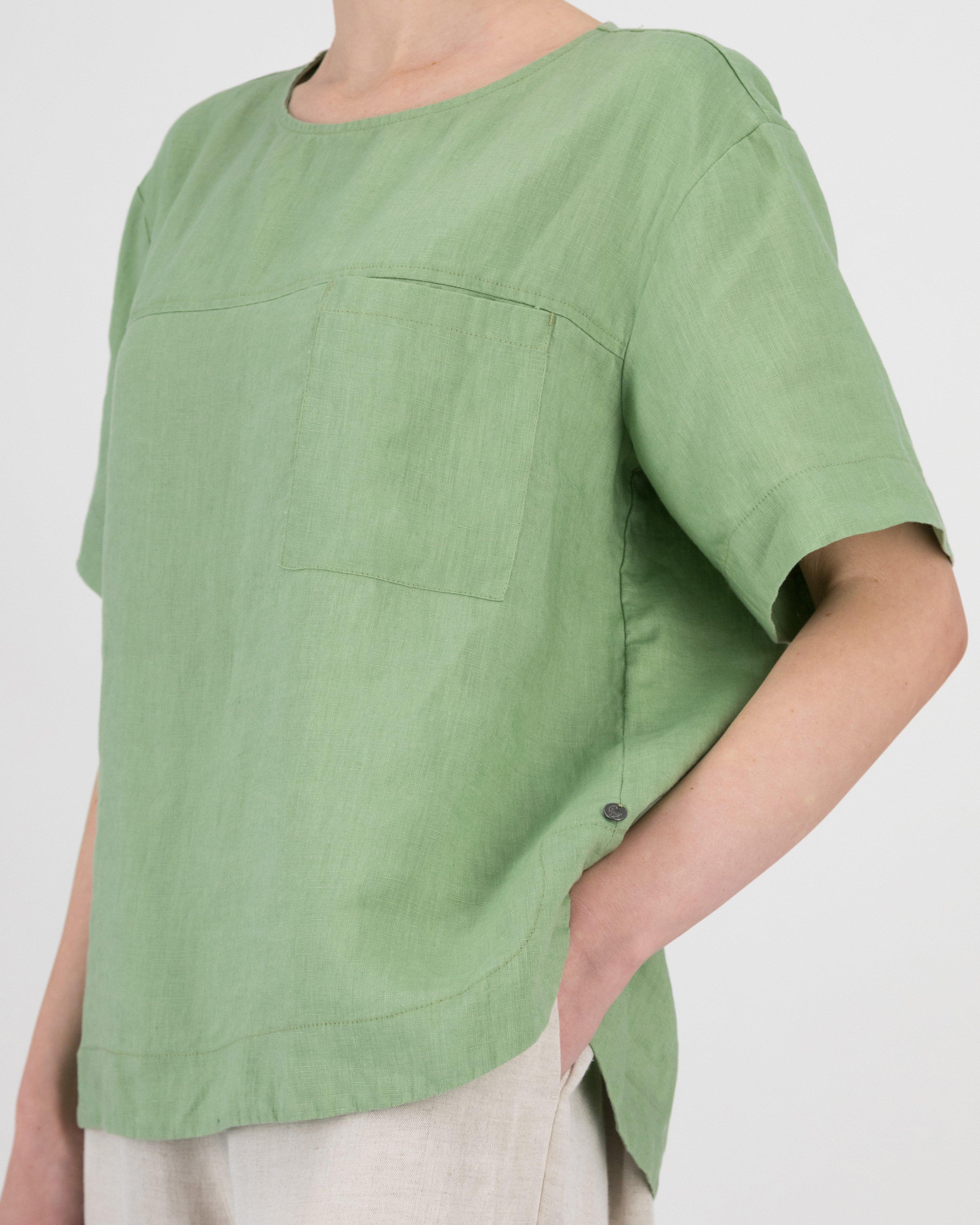  Women’s Margo Linen Popover Blouse  -  Sage