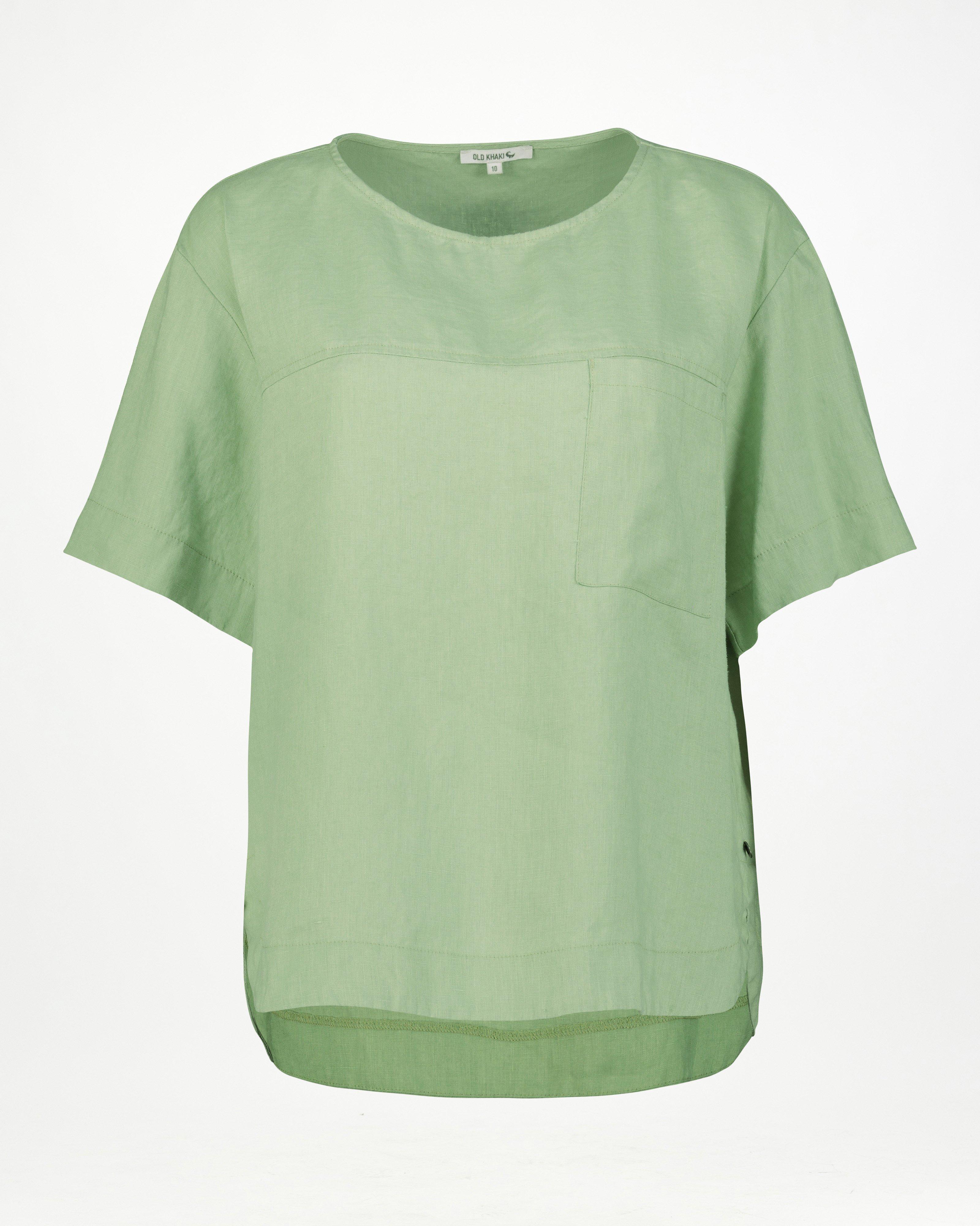  Women’s Margo Linen Popover Blouse  -  Sage