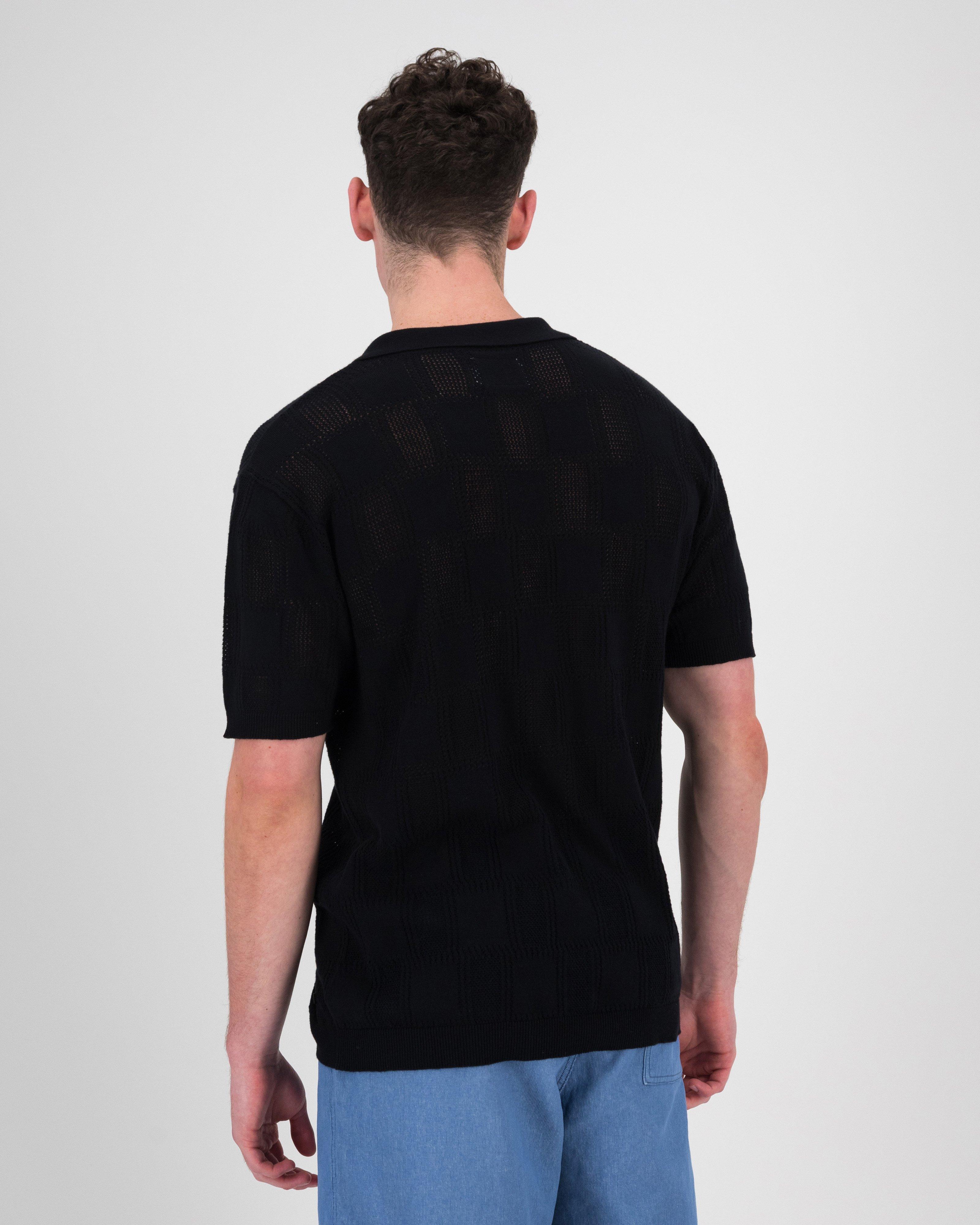  Men’s Indie Collared Knit  -  Black