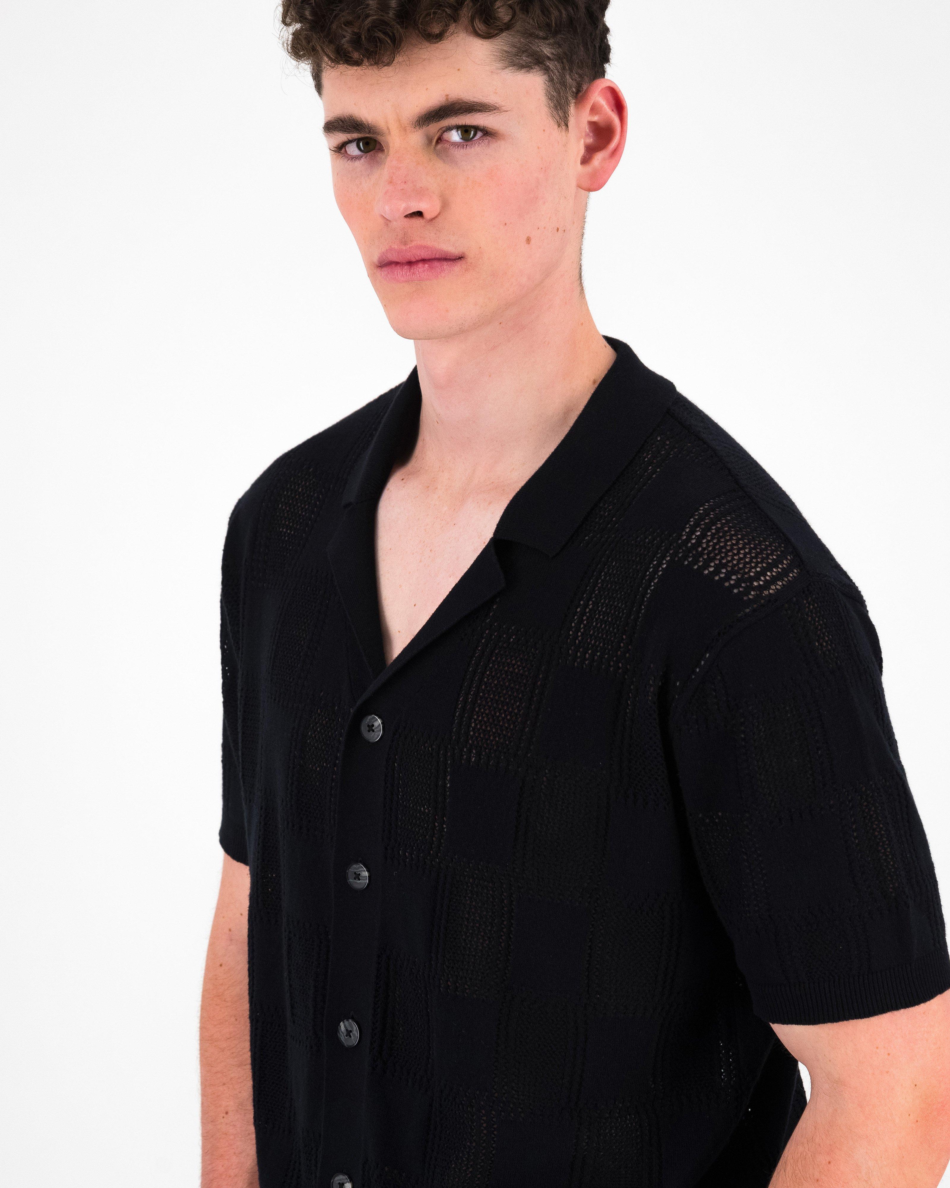  Men’s Indie Collared Knit  -  Black