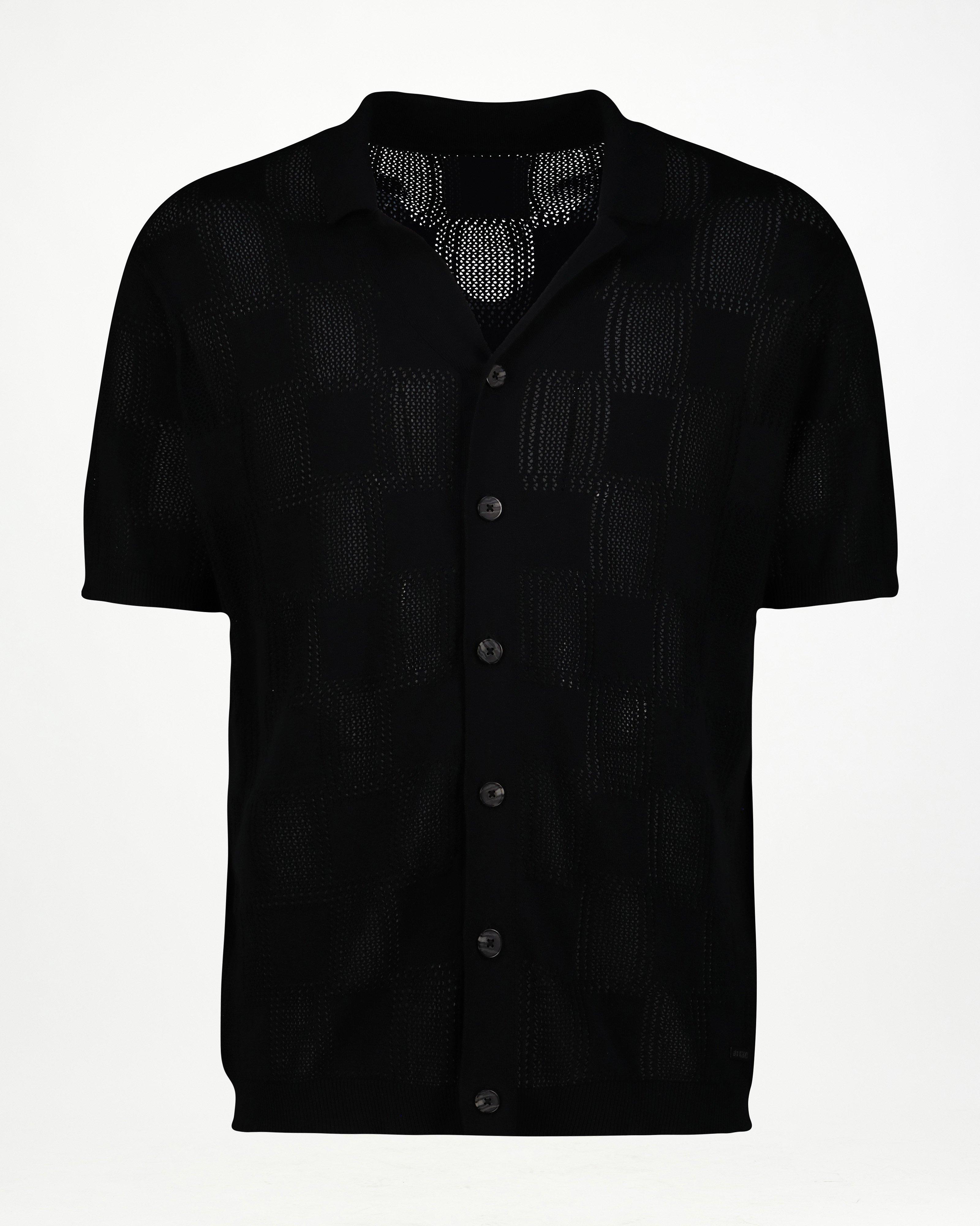  Men’s Indie Collared Knit  -  Black