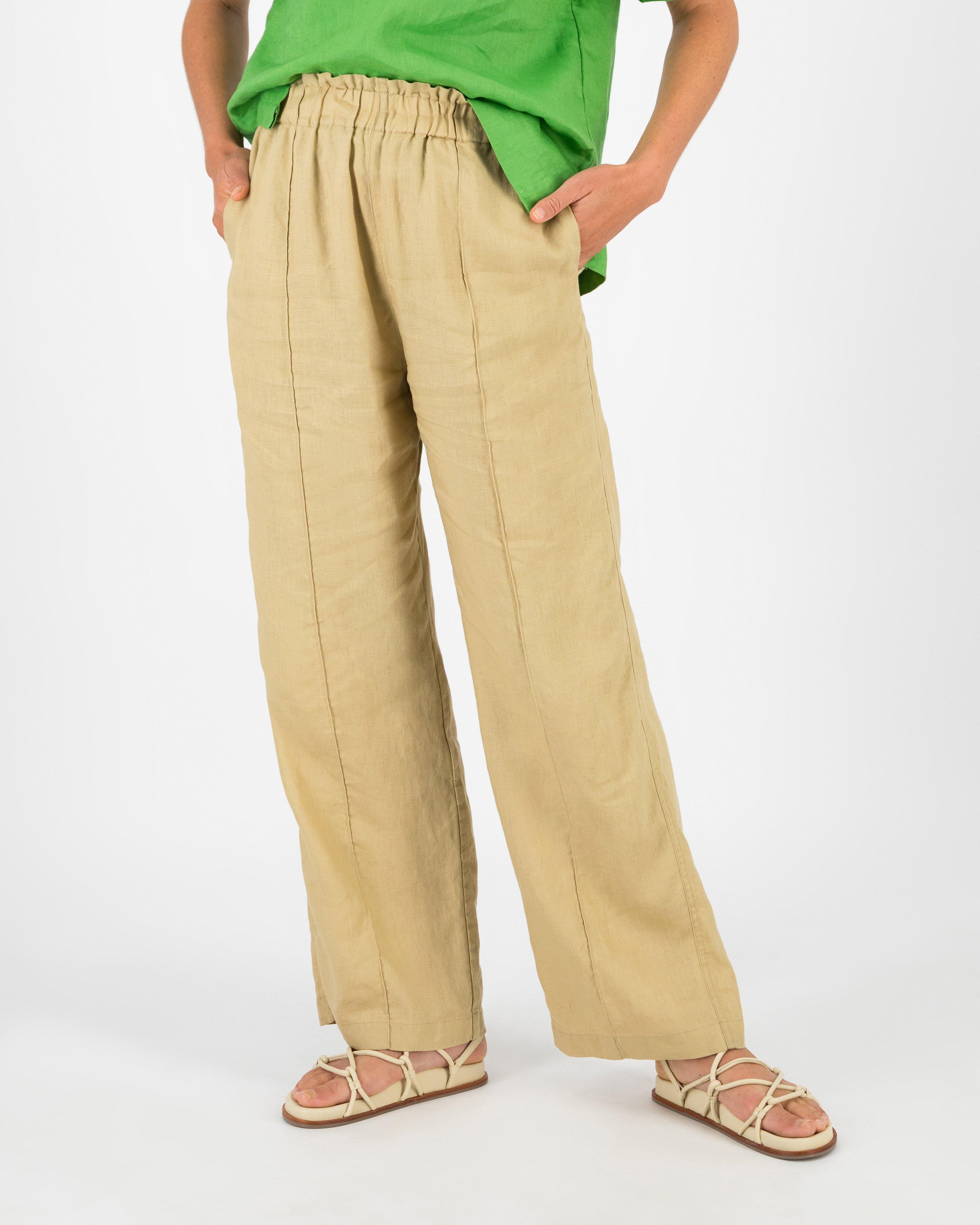 Rare Earth Women’s Caleb Linen Straightleg Pants -  Taupe