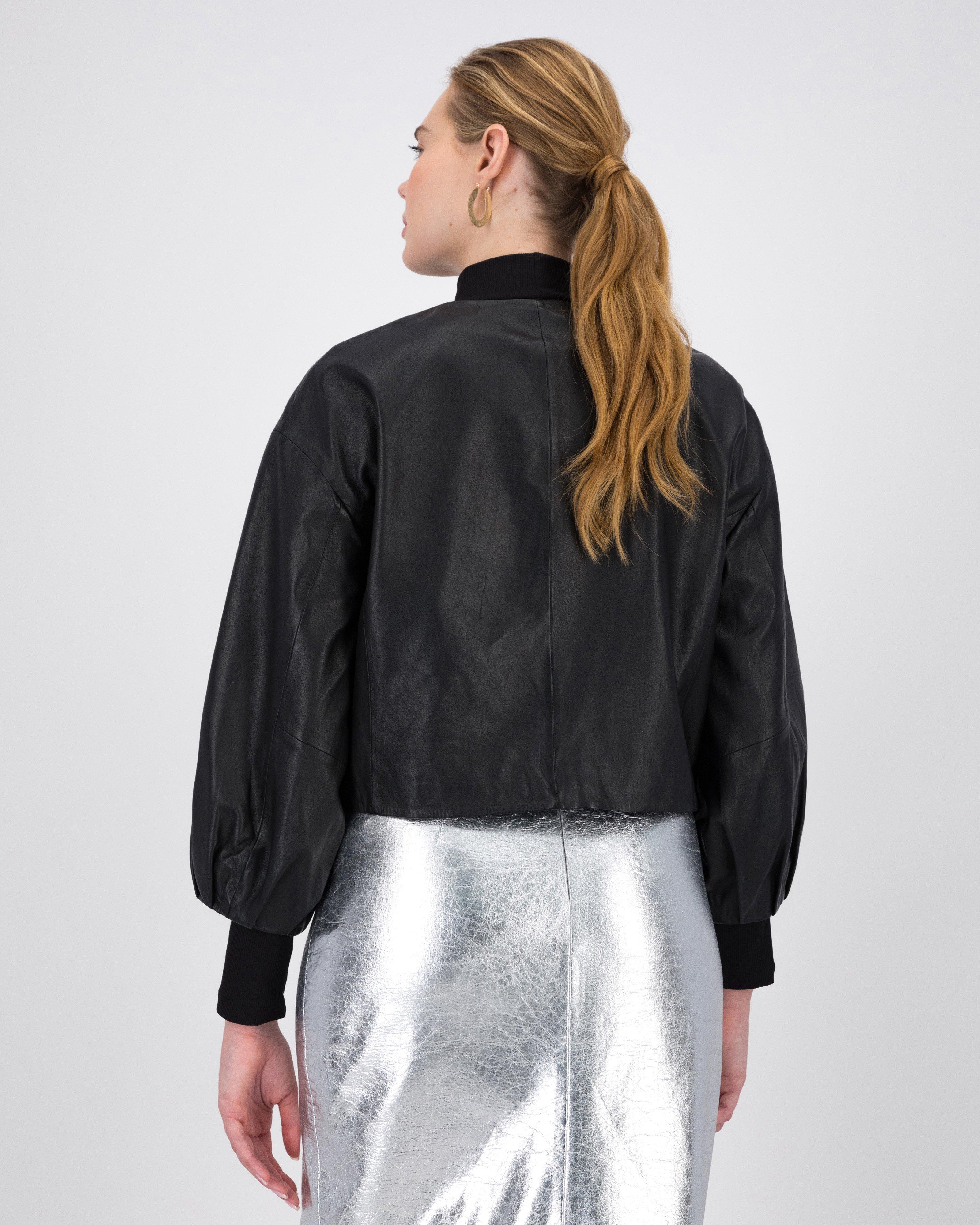 Sloan Bell Sleeve Leather Jacket -  Black