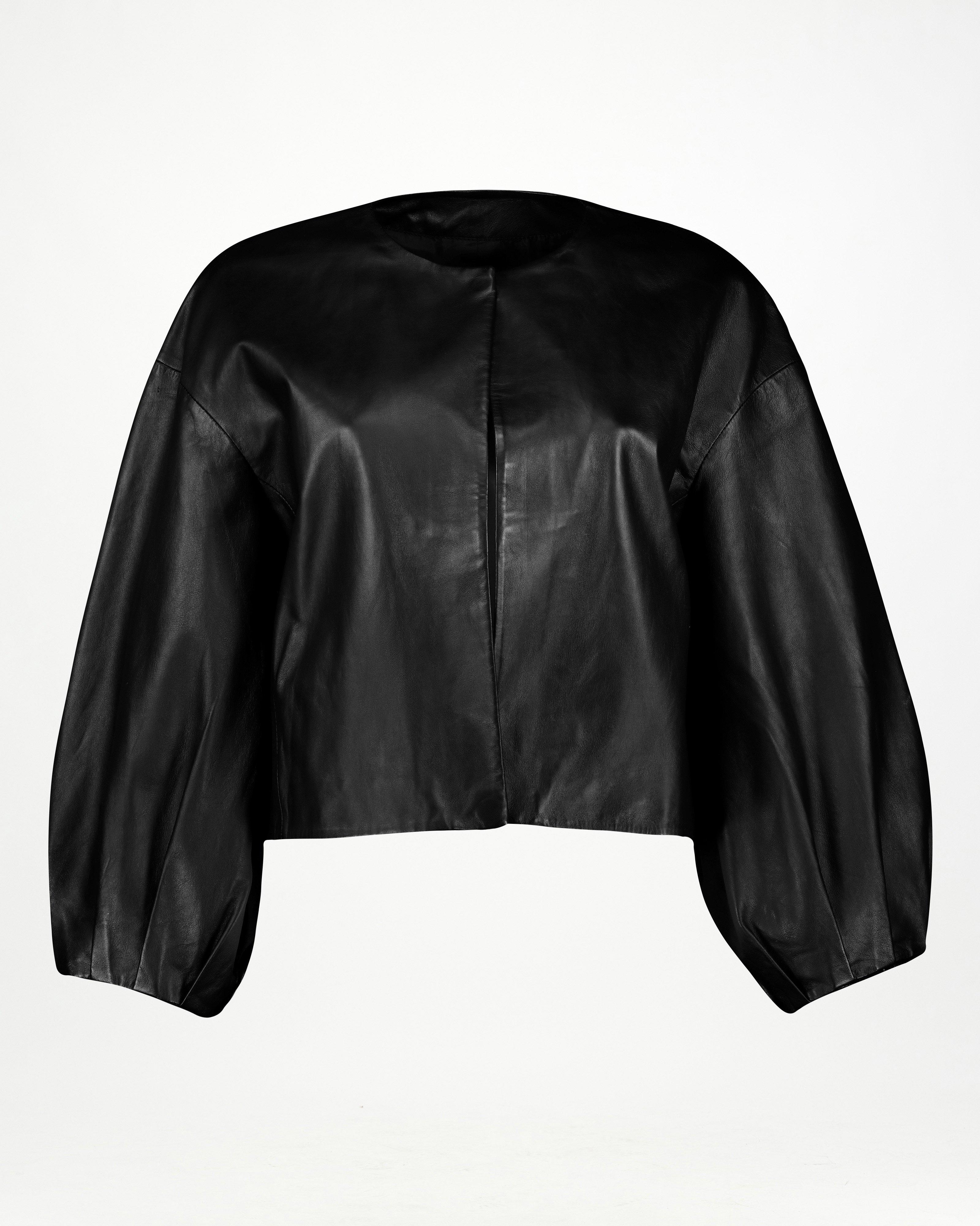 Sloan Bell Sleeve Leather Jacket -  Black