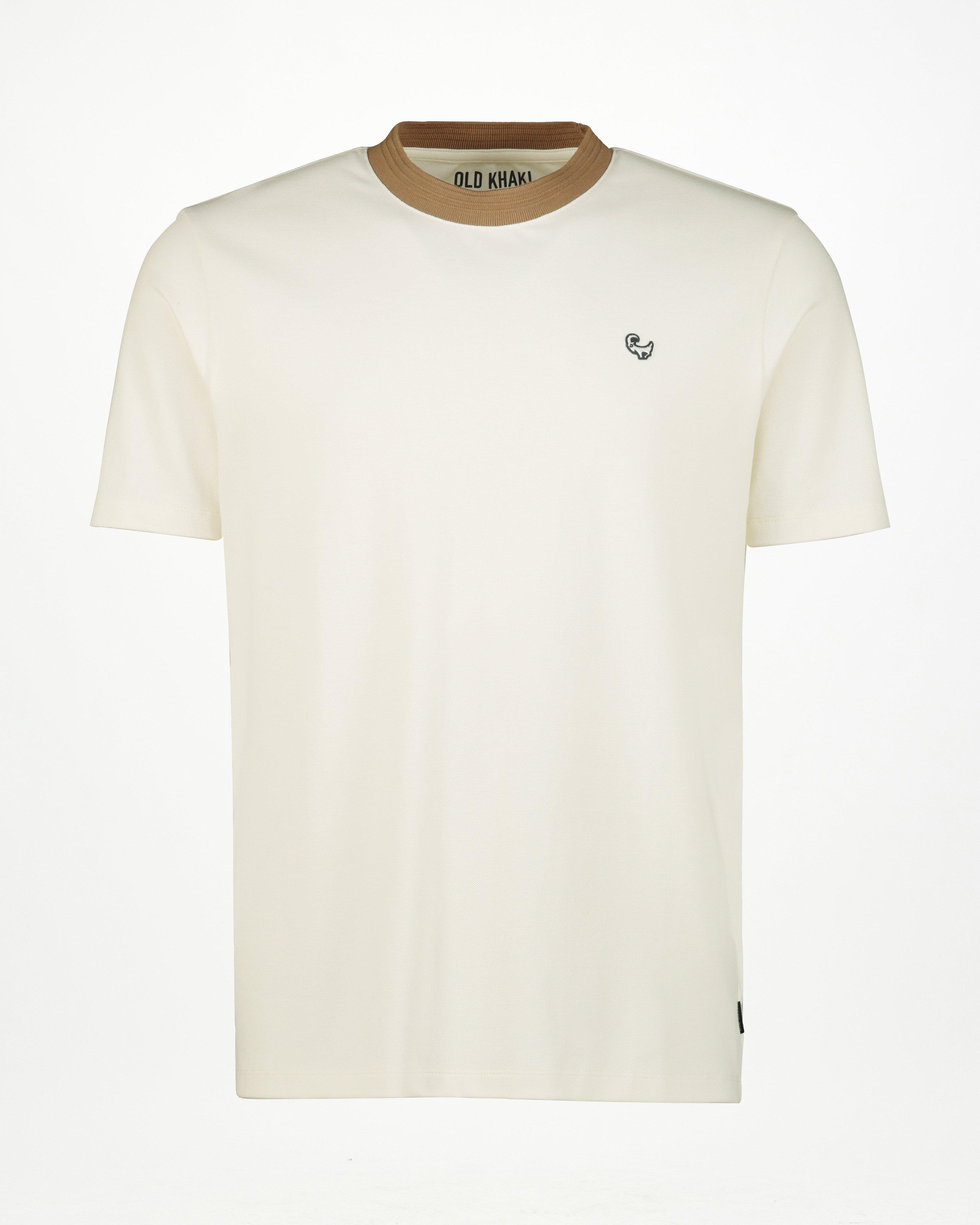  Men’s Sasha Relaxed Fit Tipped Pique T-Shirt  -  Milk