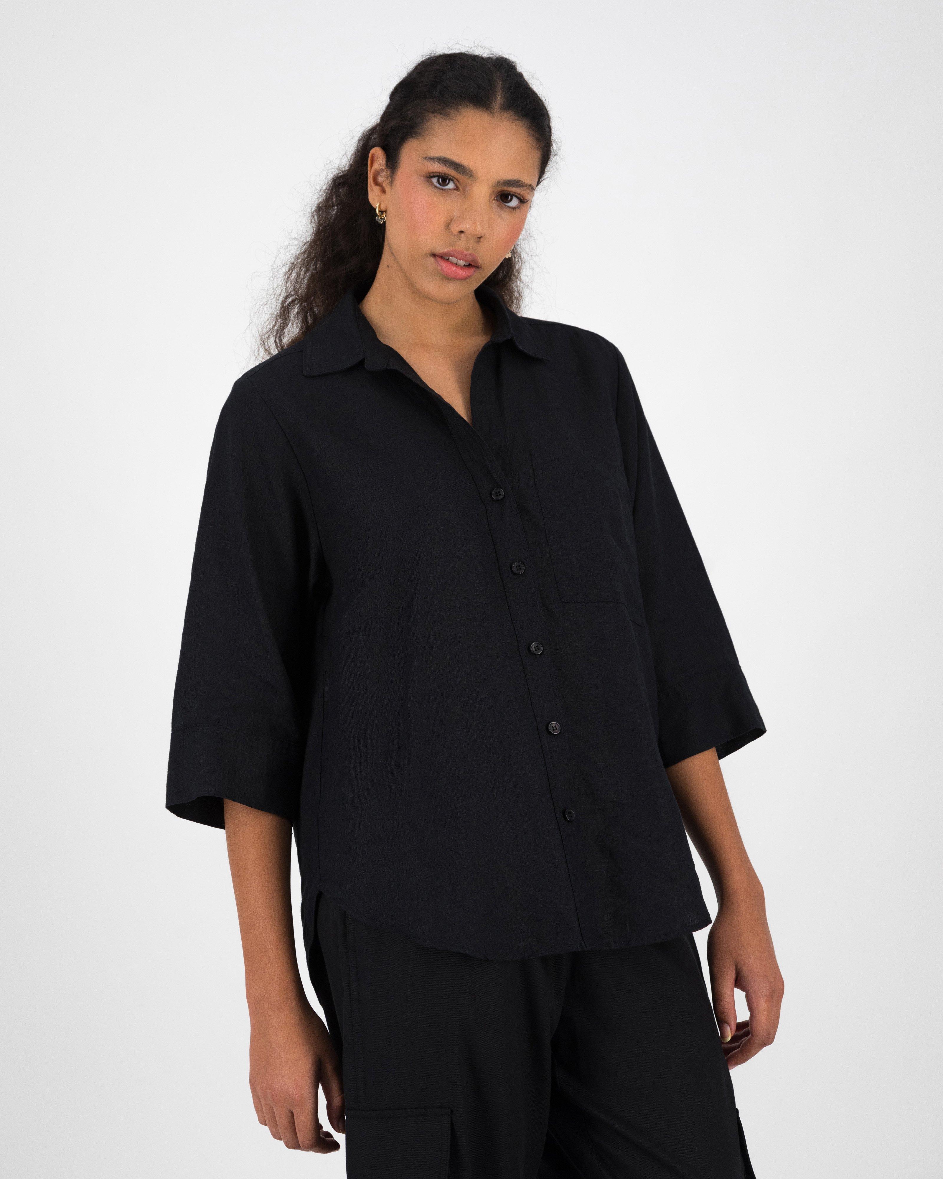 Women’s Millie Linen Shirt  -  Black