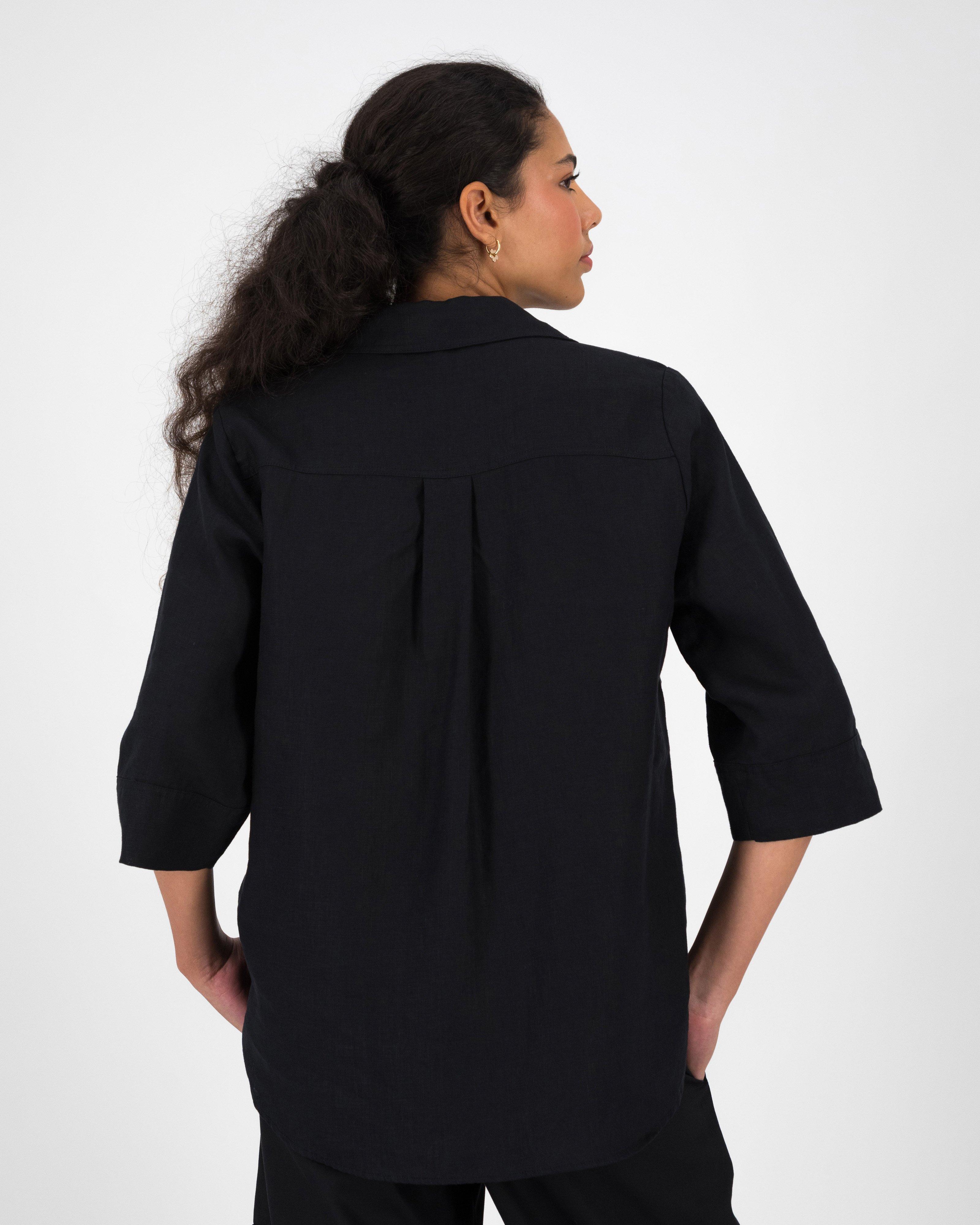 Women’s Millie Linen Shirt  -  Black