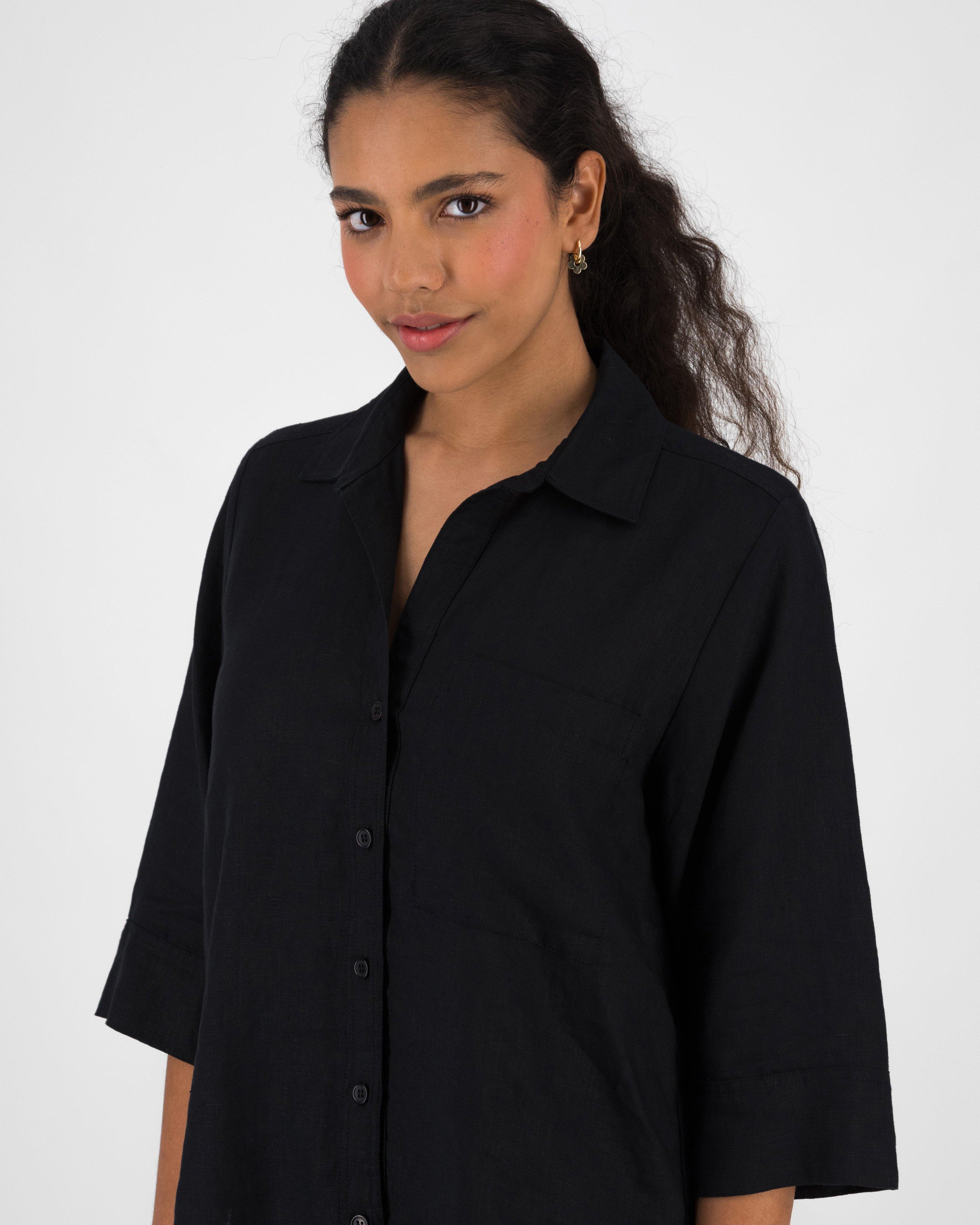 Women’s Millie Linen Shirt  -  Black