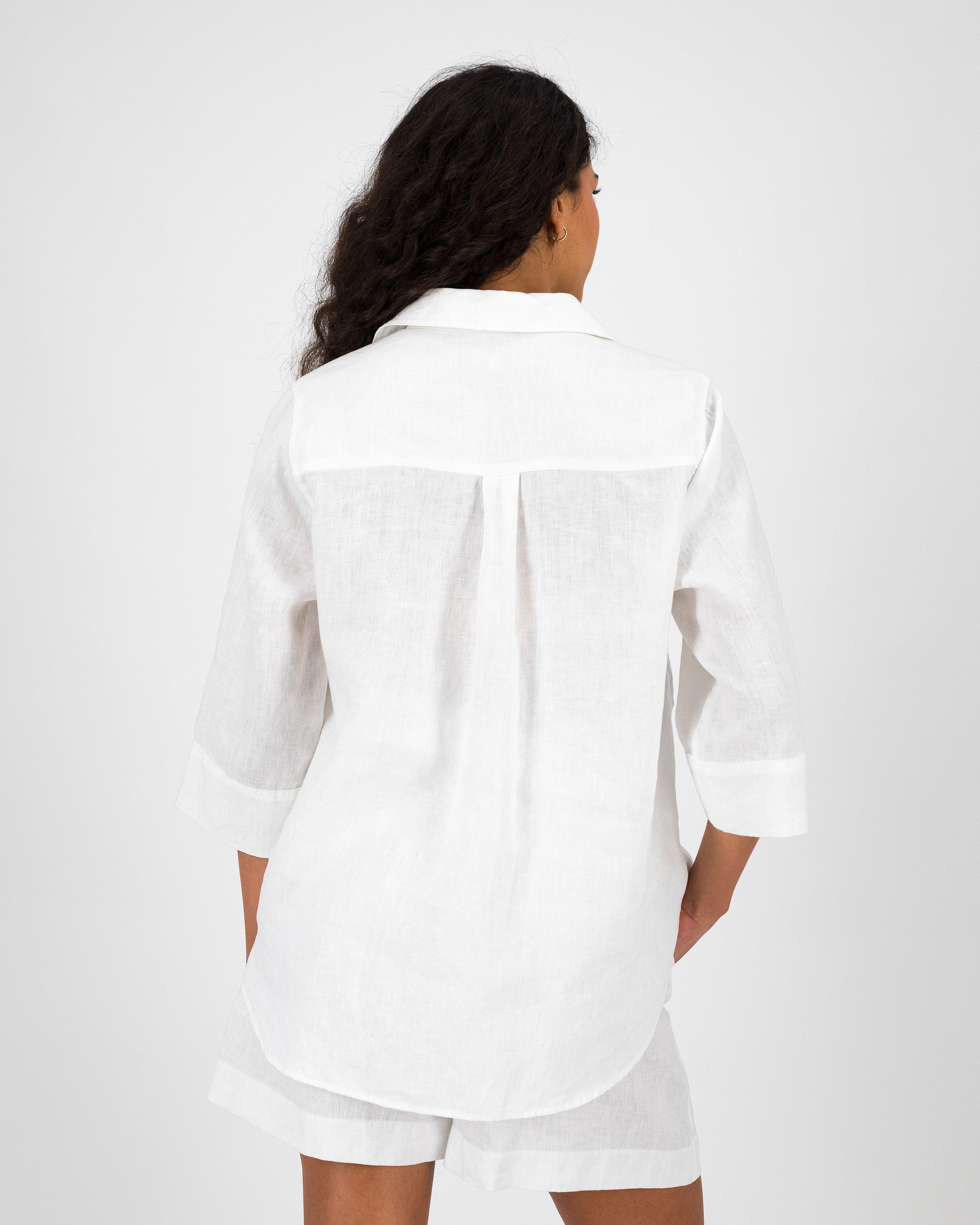 Women’s Millie Linen Shirt  -  White