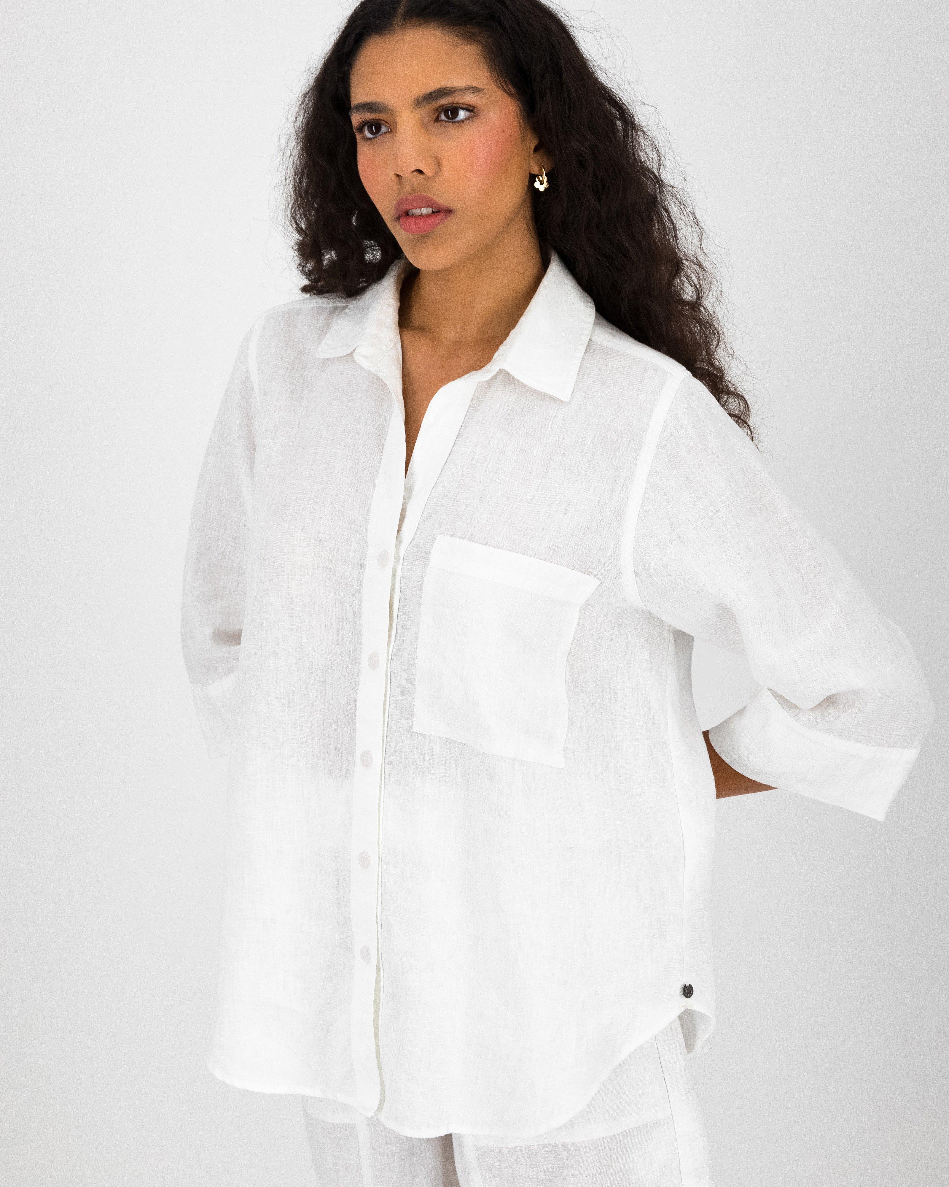 Women’s Millie Linen Shirt  -  White