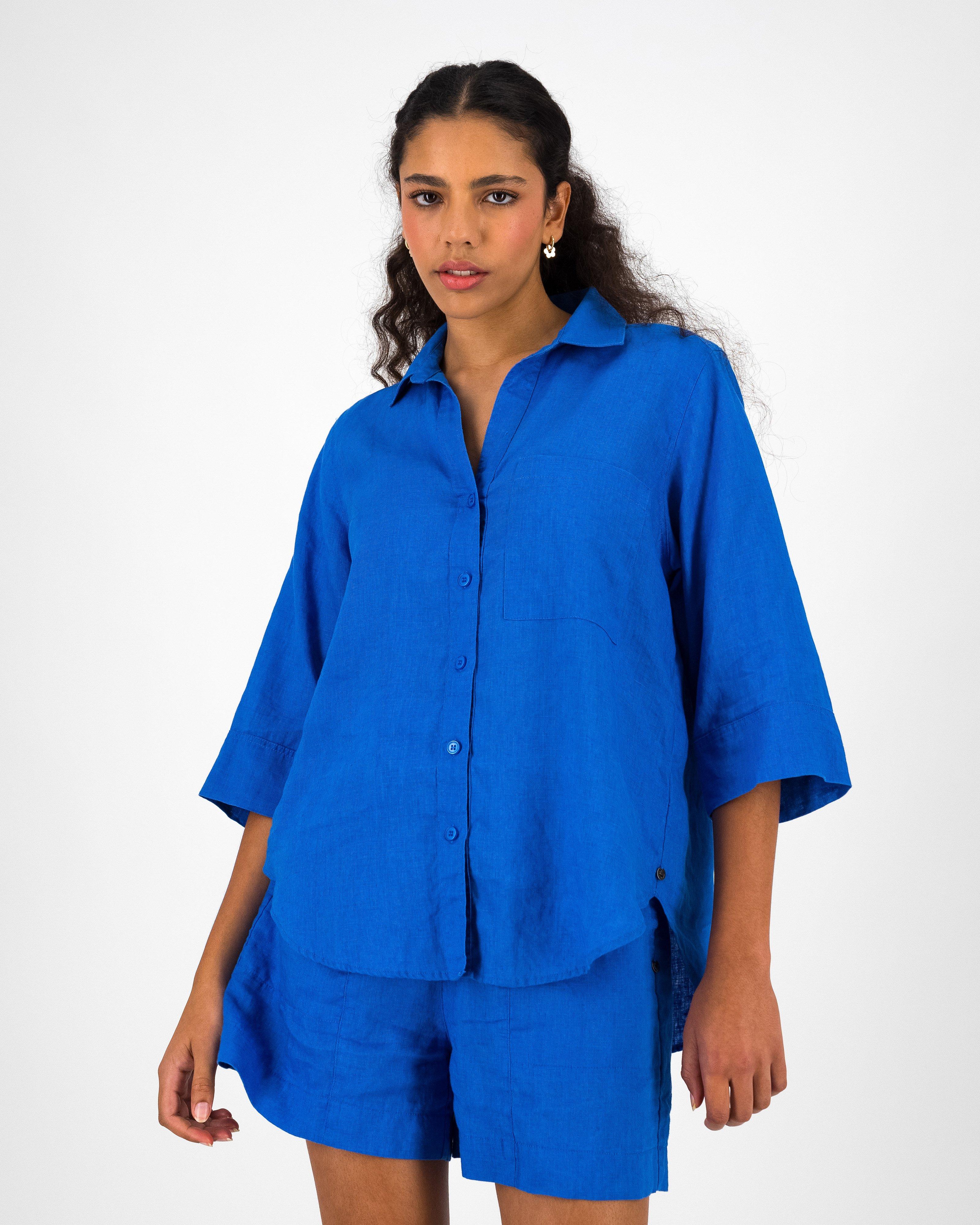 Women’s Millie Linen Shirt  -  Blue