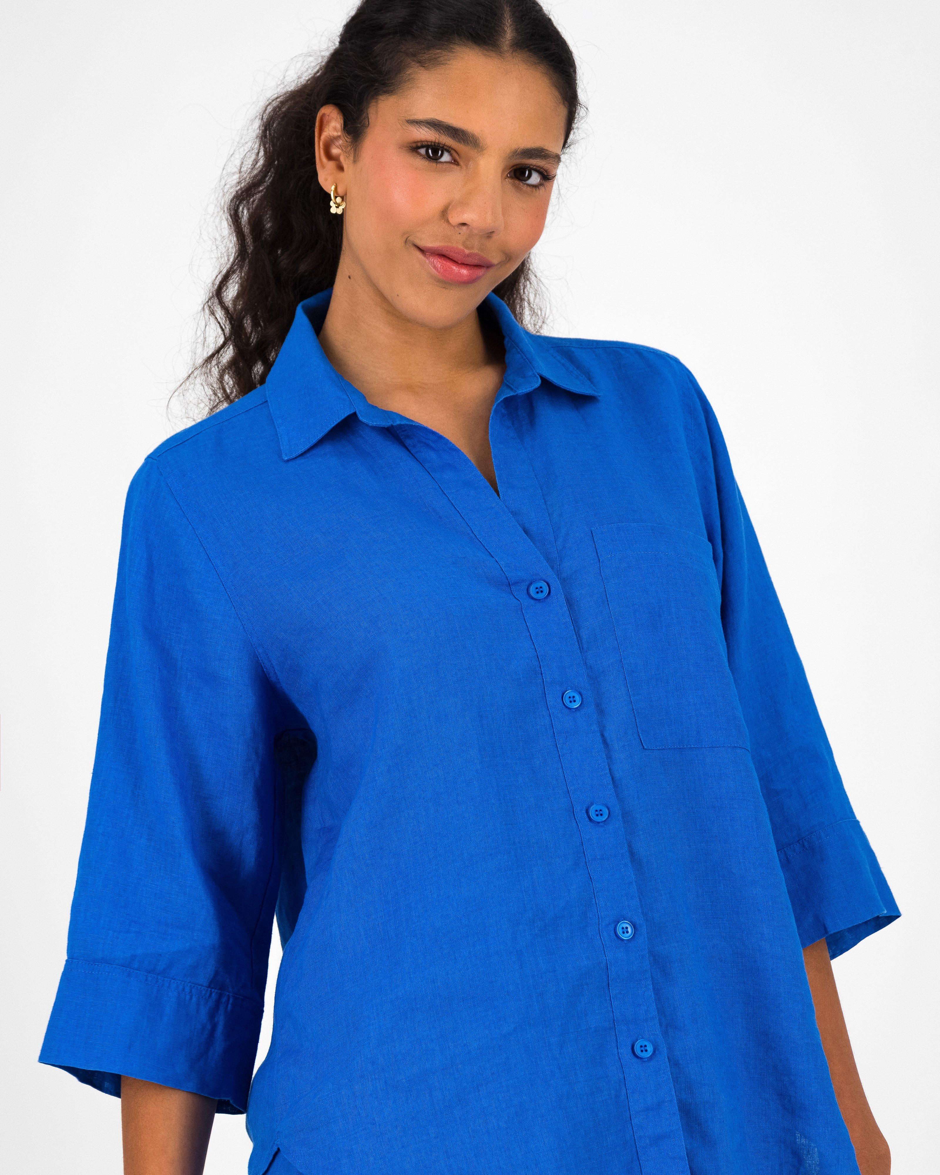 Women’s Millie Linen Shirt  -  Blue