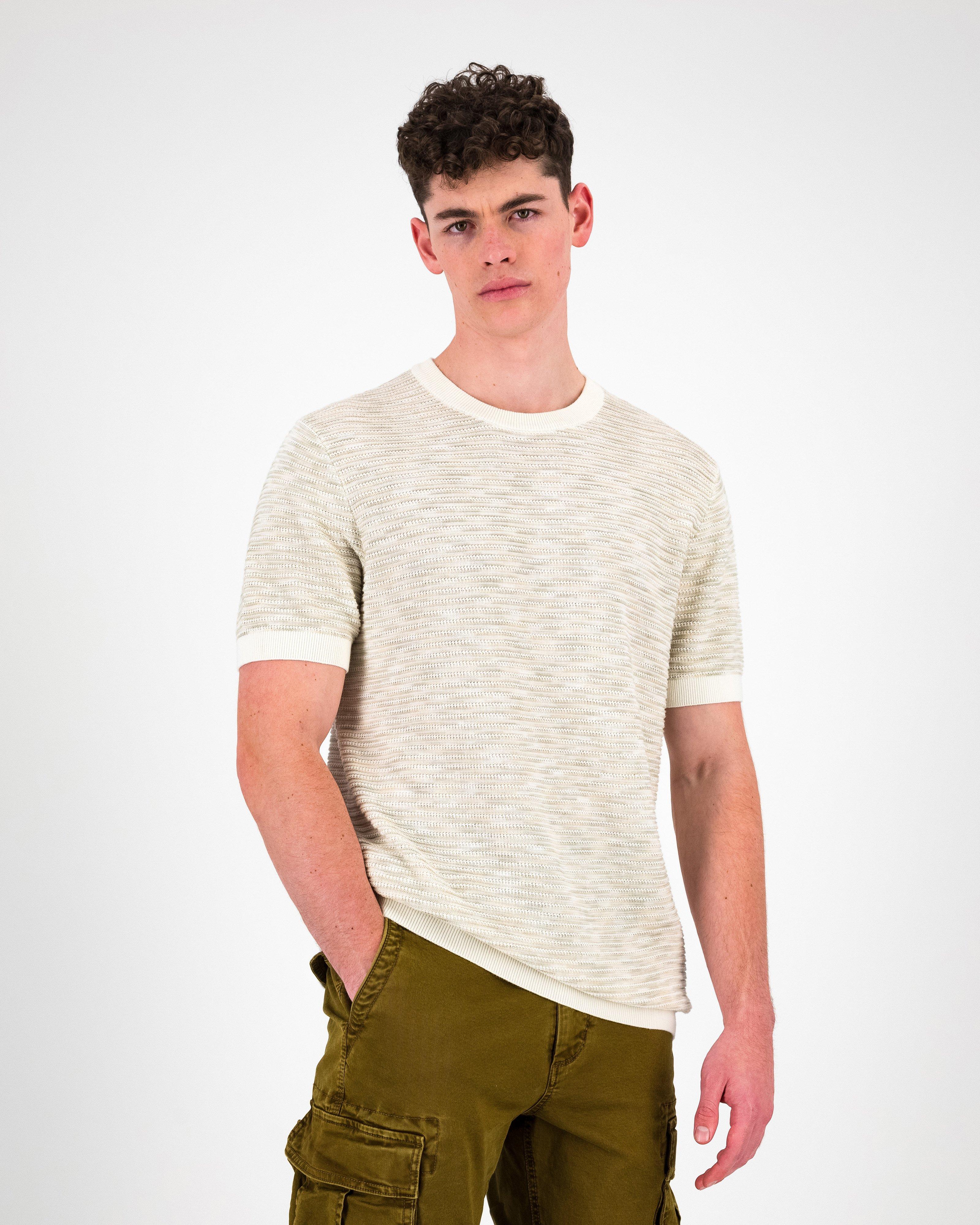 Men’s Marko Knitted Stripe T-Shirt  -  Green