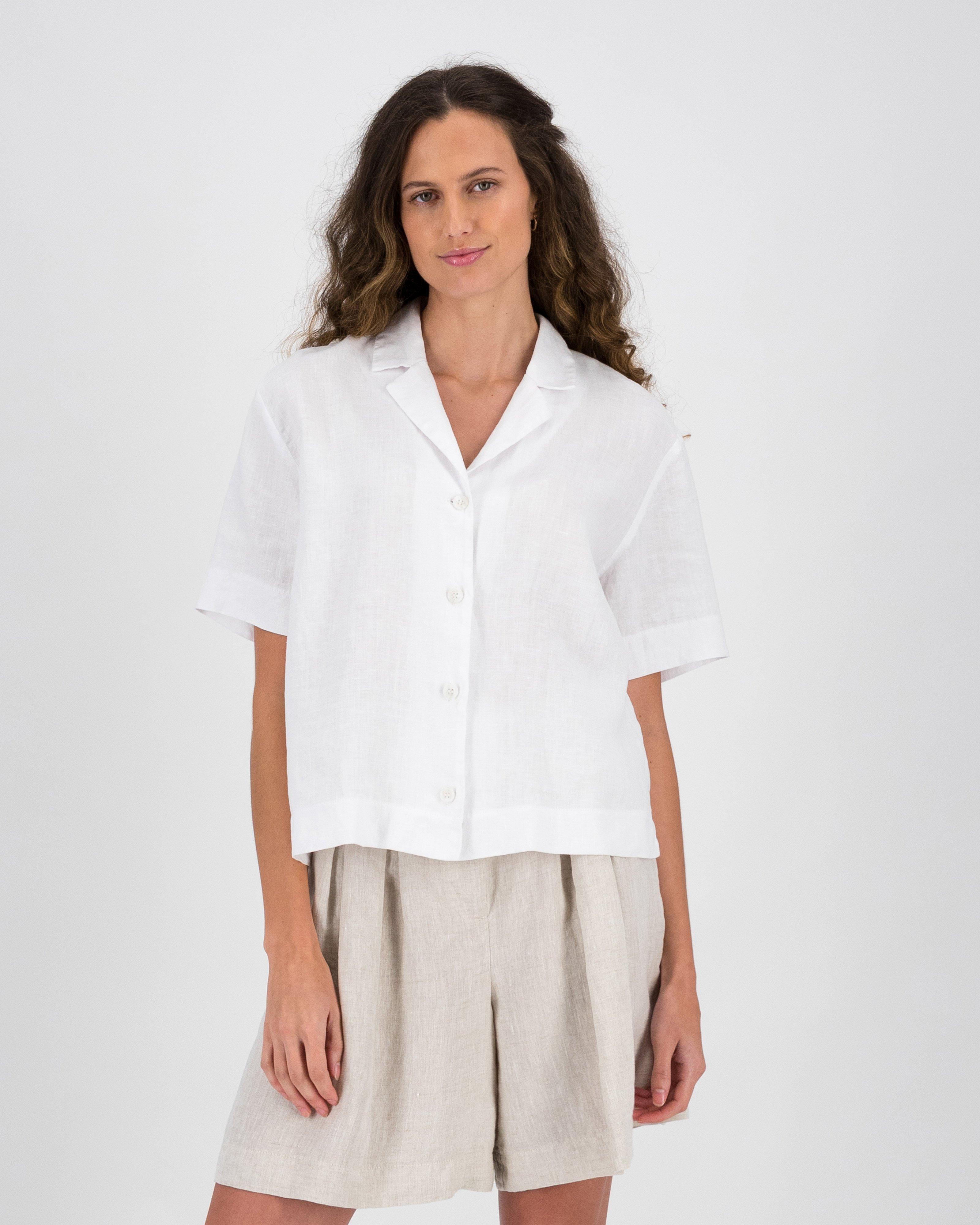 Rare Earth Women’s Kai Linen Top -  White