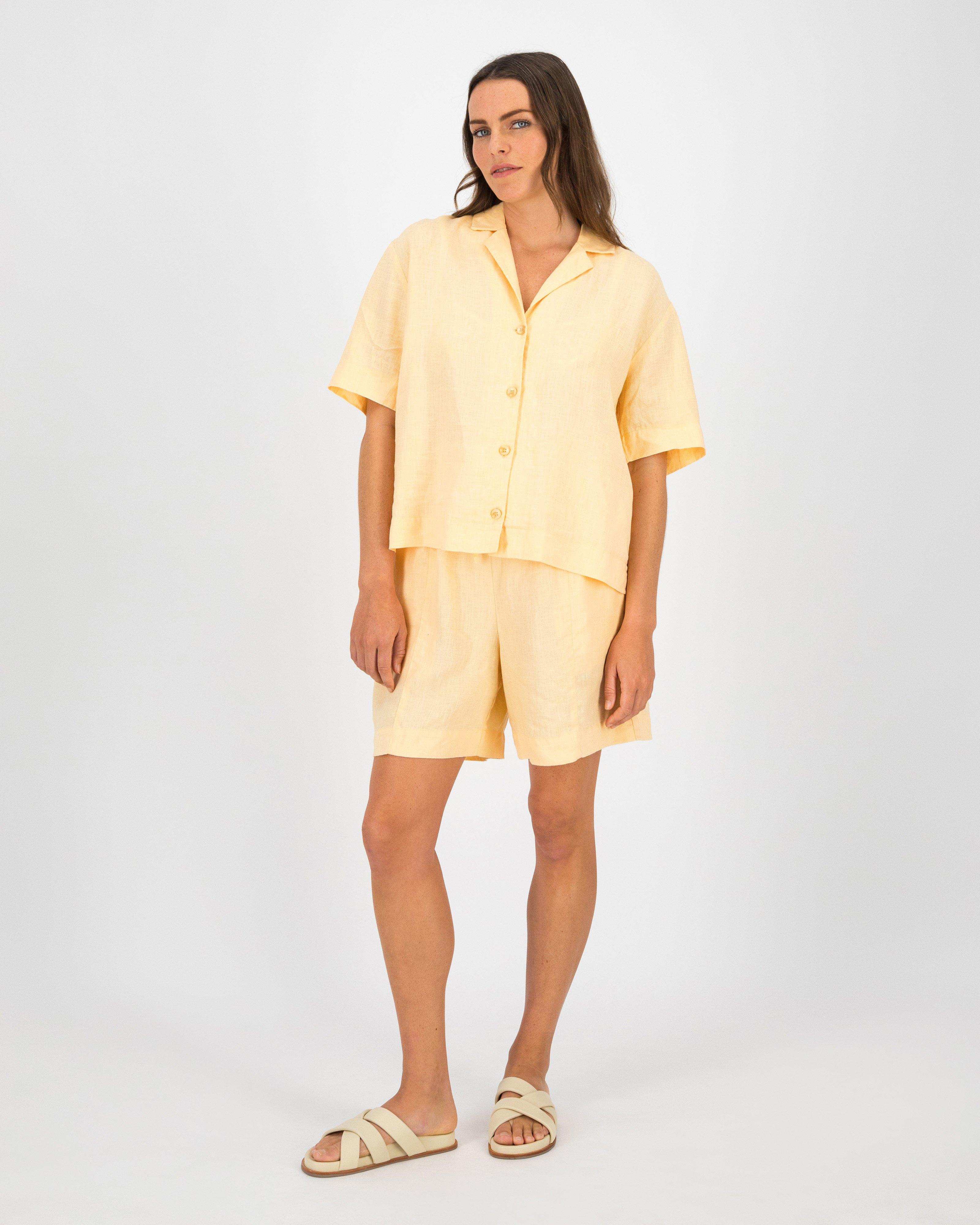 Rare Earth Women’s Kai Linen Top -  Apricot