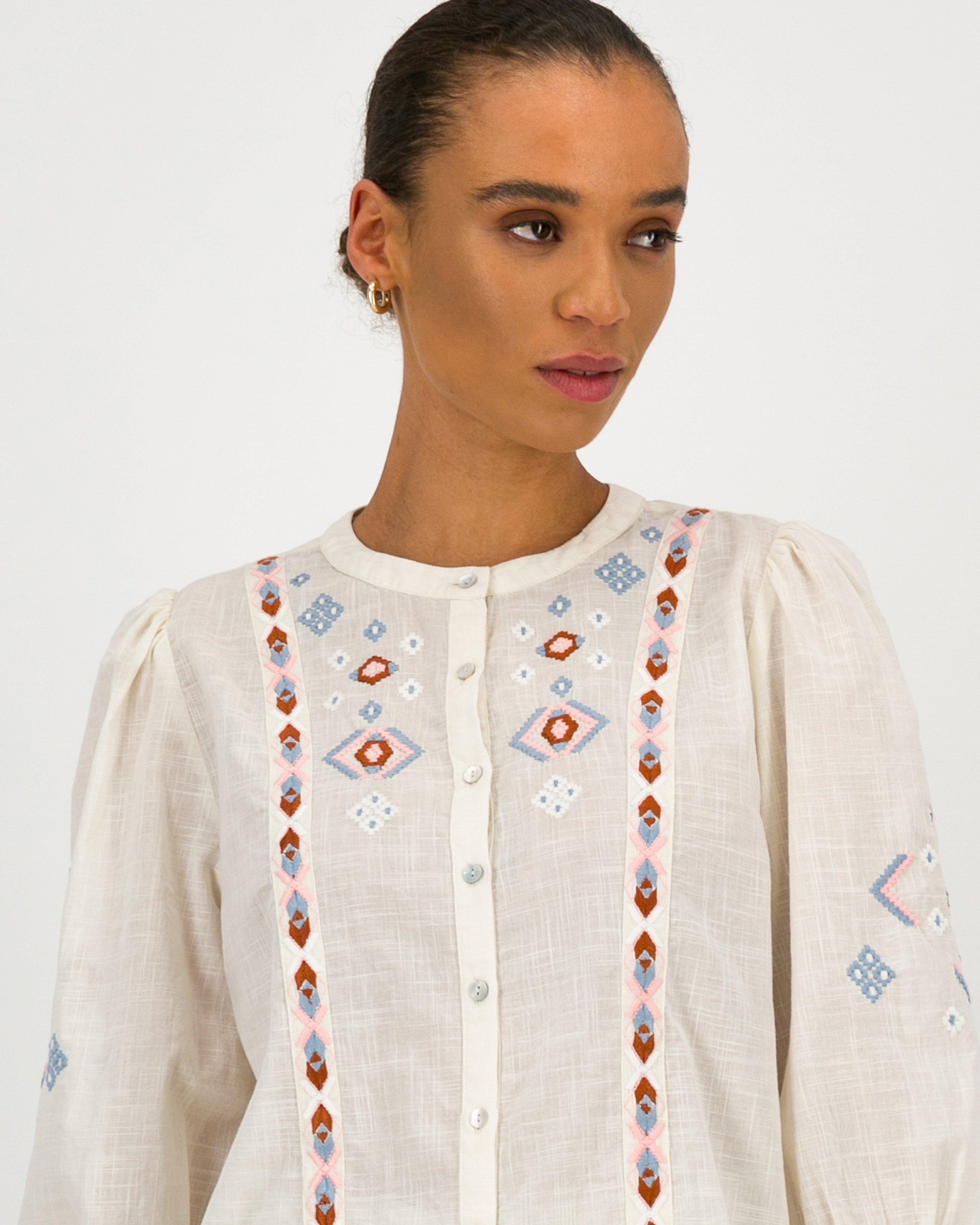 Rare Earth Women’s Eden Embroidered Blouse -  Milk
