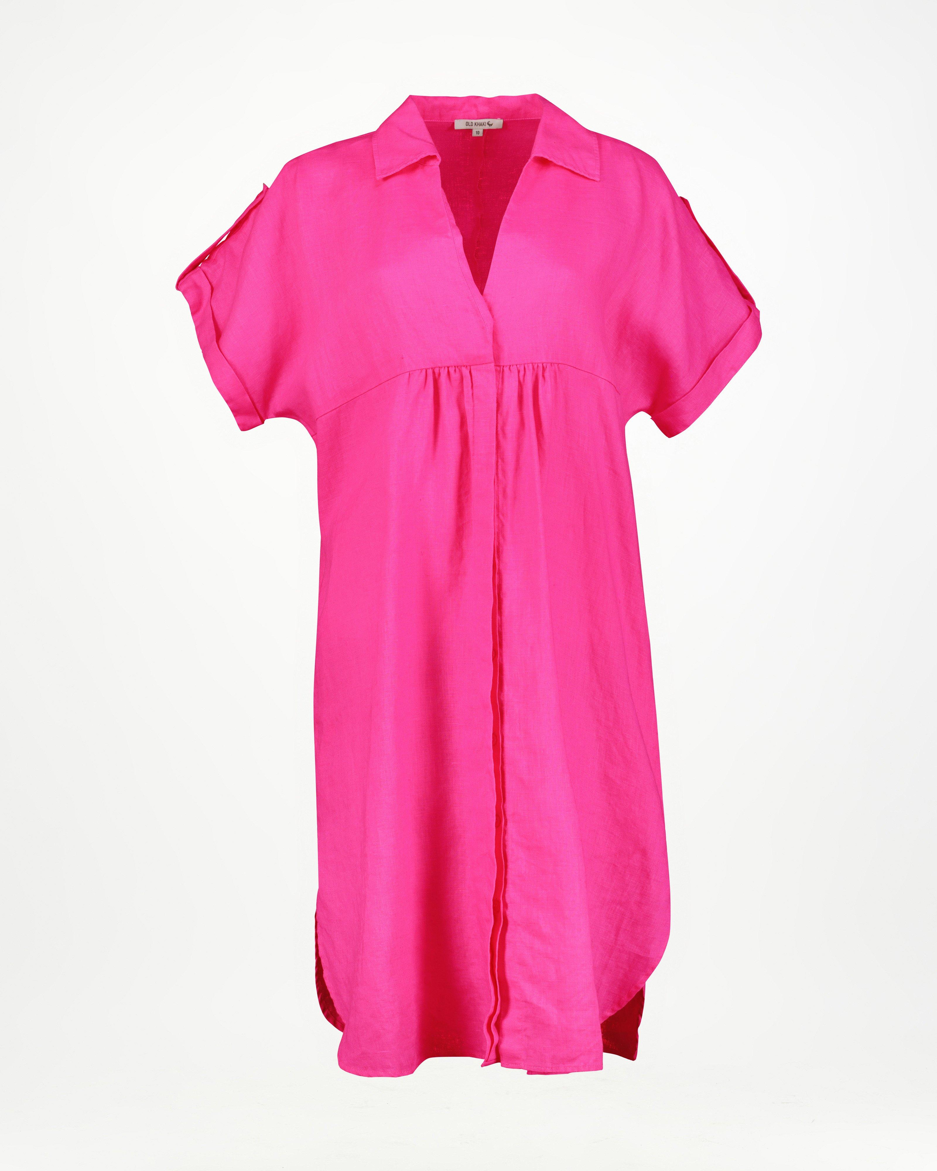 Women’s Alora Linen Shirt Dress  -  Pink