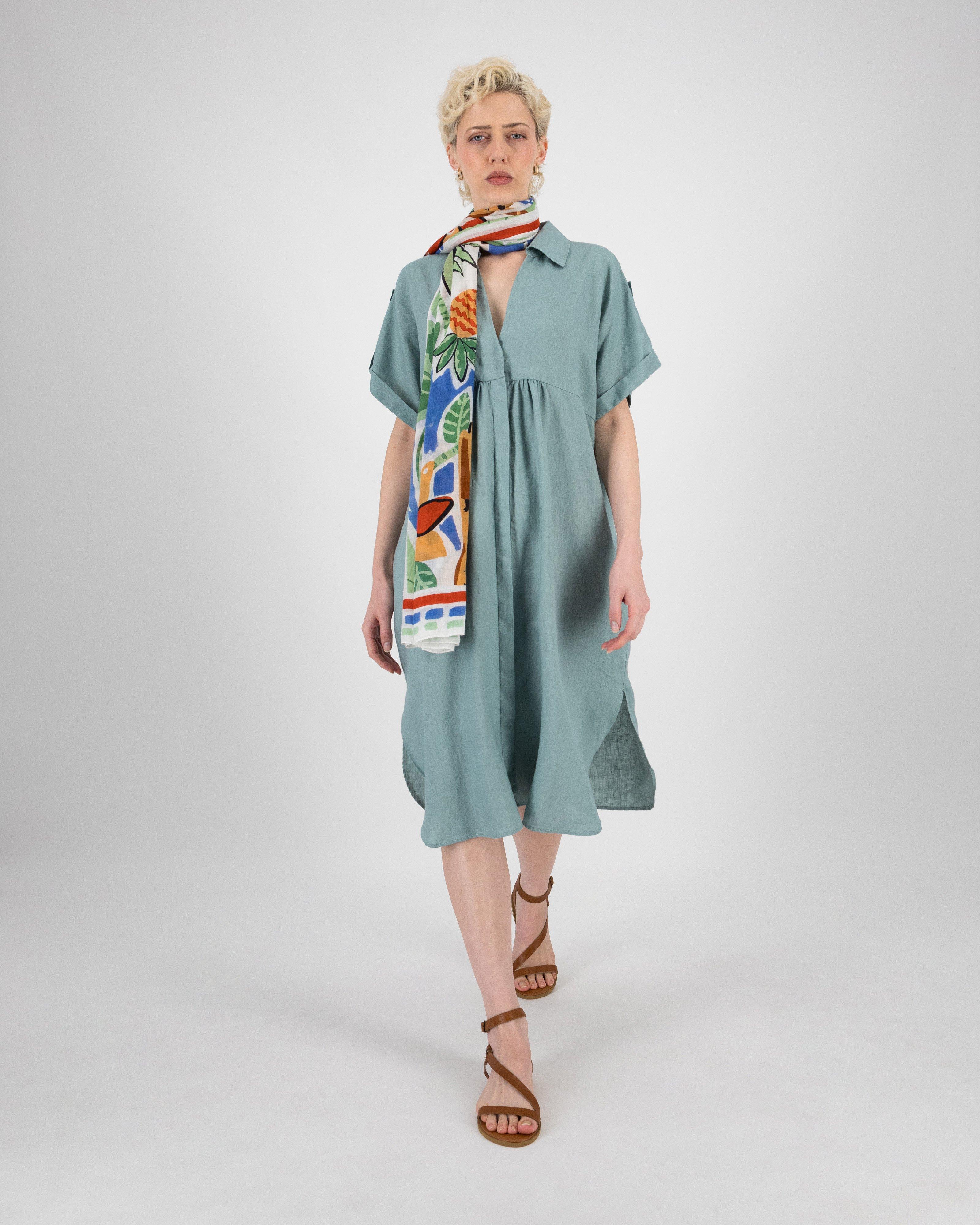 Women’s Alora Linen Shirt Dress  -  Sage