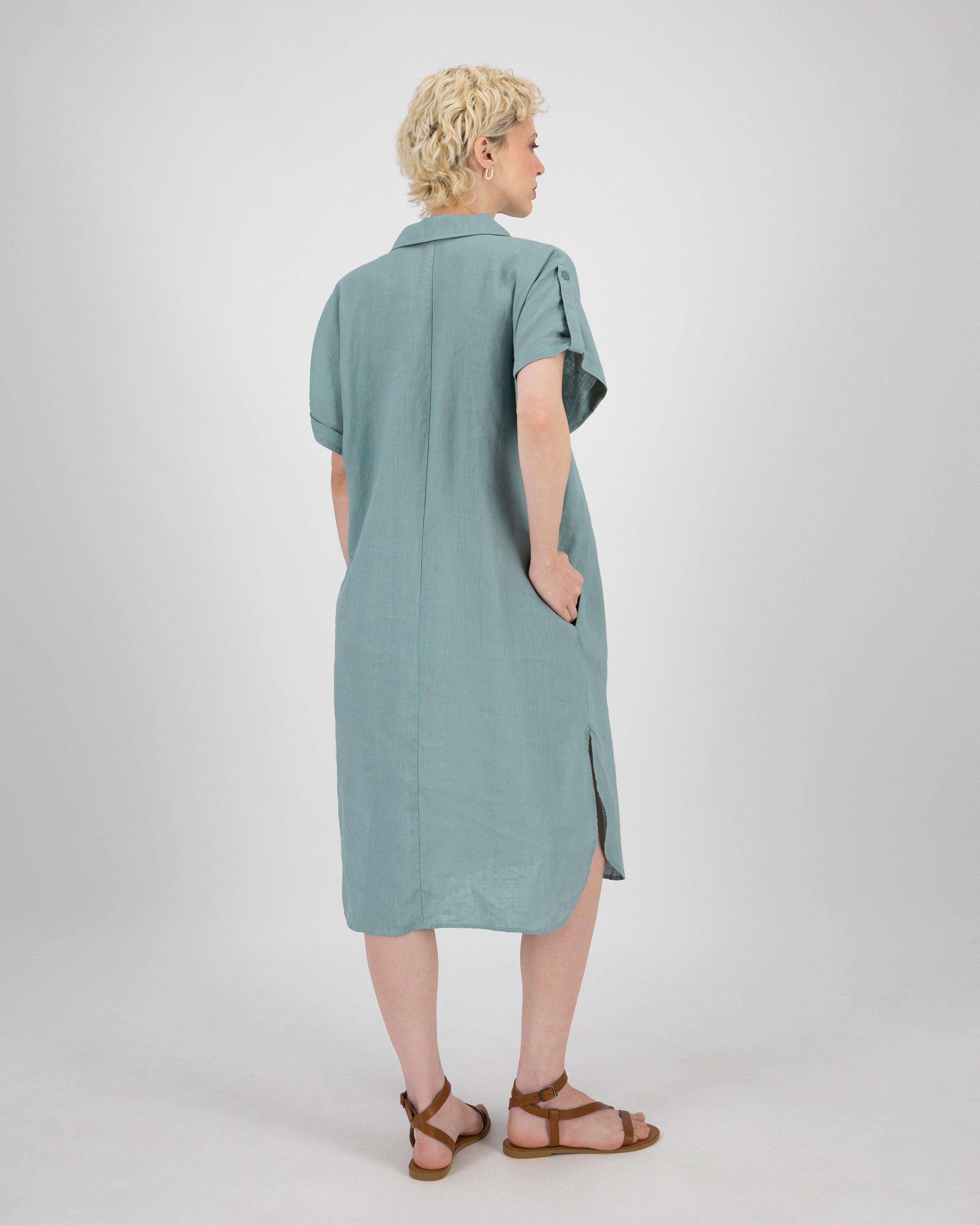 Women’s Alora Linen Shirt Dress  -  Sage