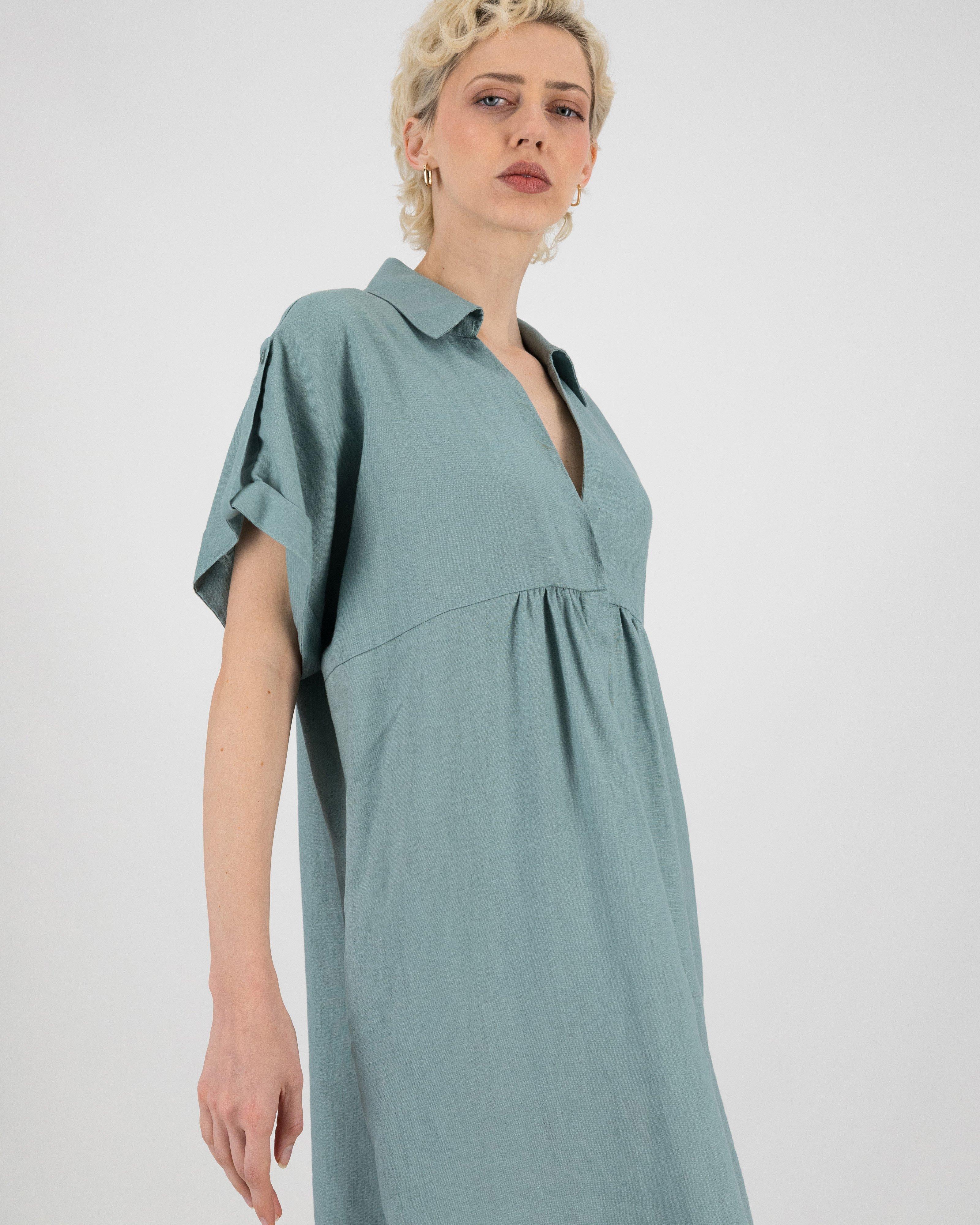 Women’s Alora Linen Shirt Dress  -  Sage