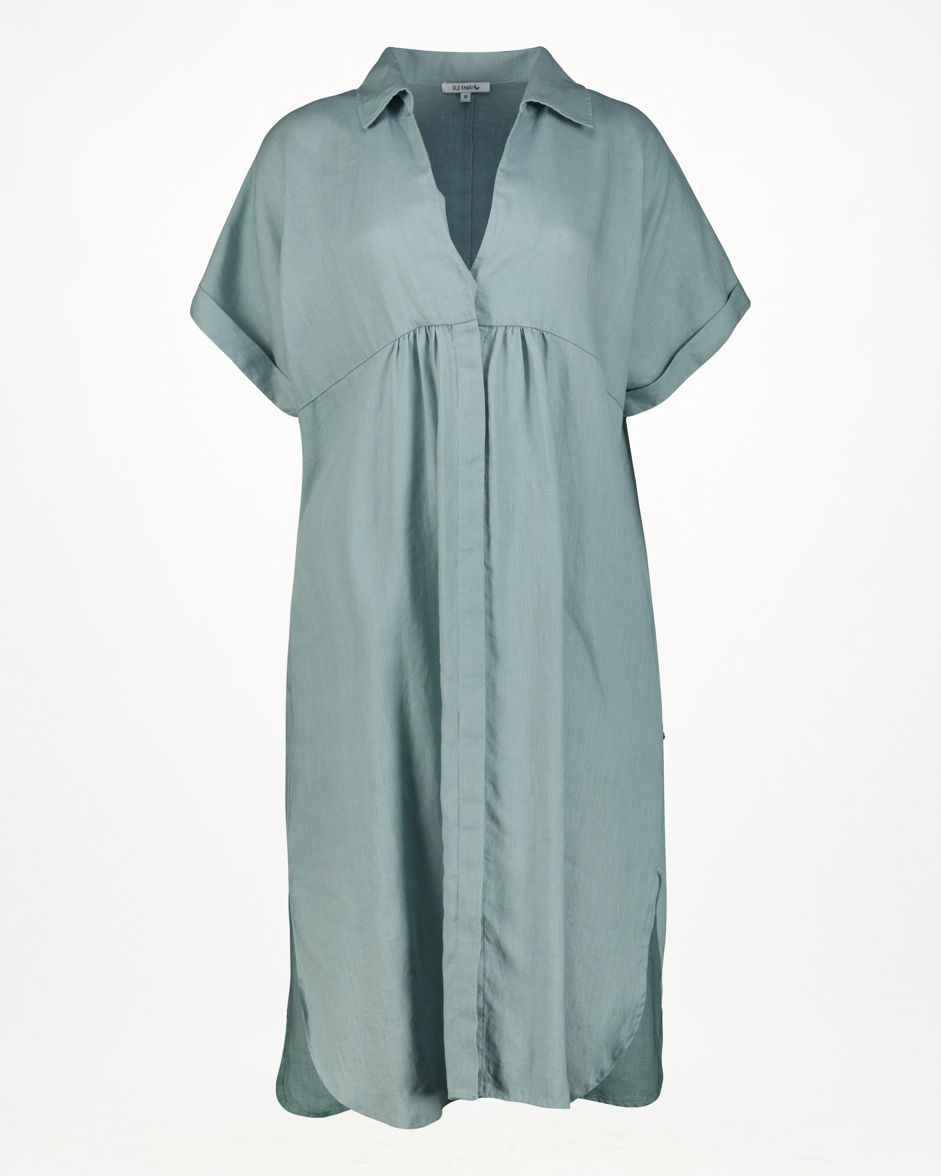 Women’s Alora Linen Shirt Dress  -  Sage