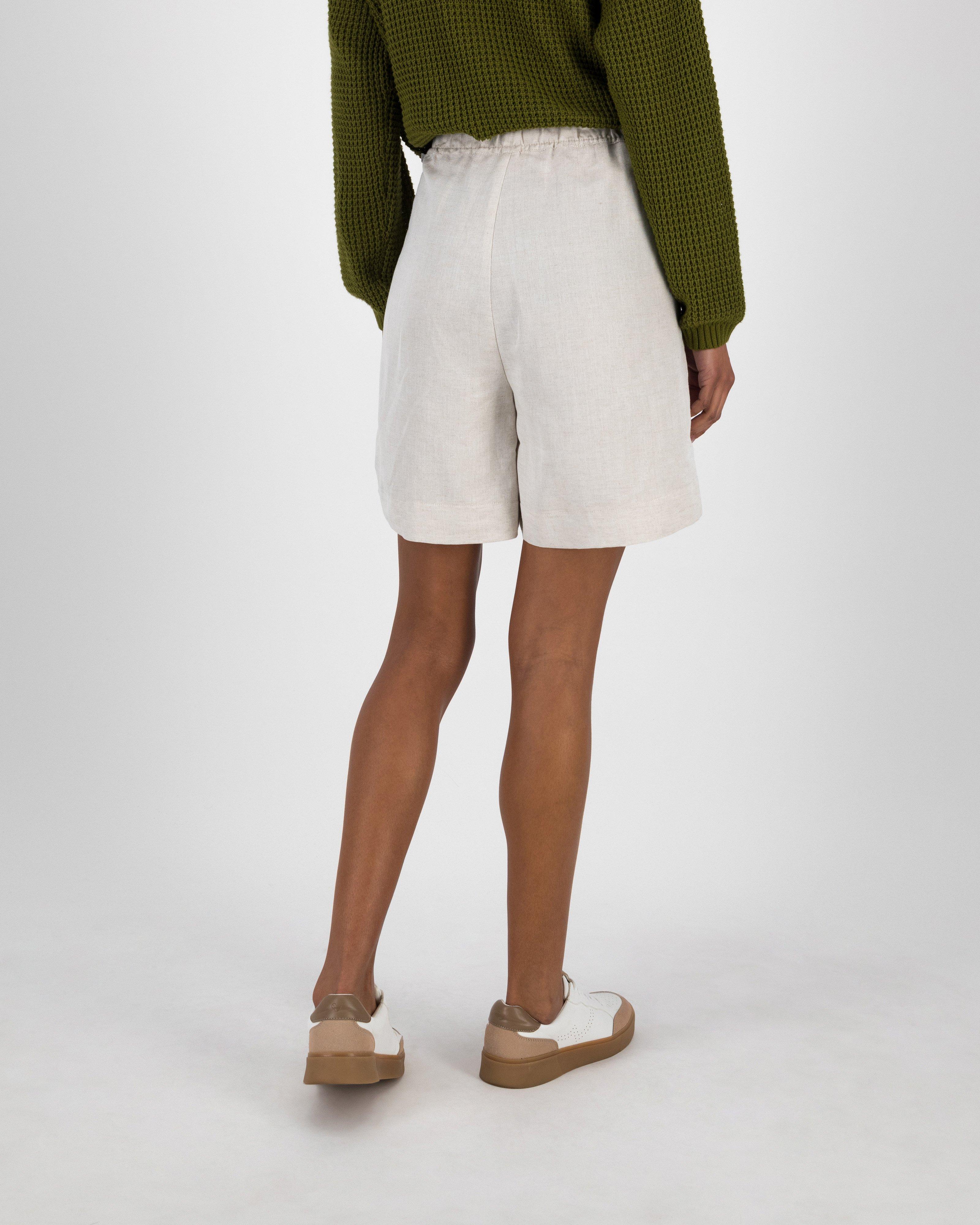 Women’s Ayra Linen Pleated Shorts  -  Stone