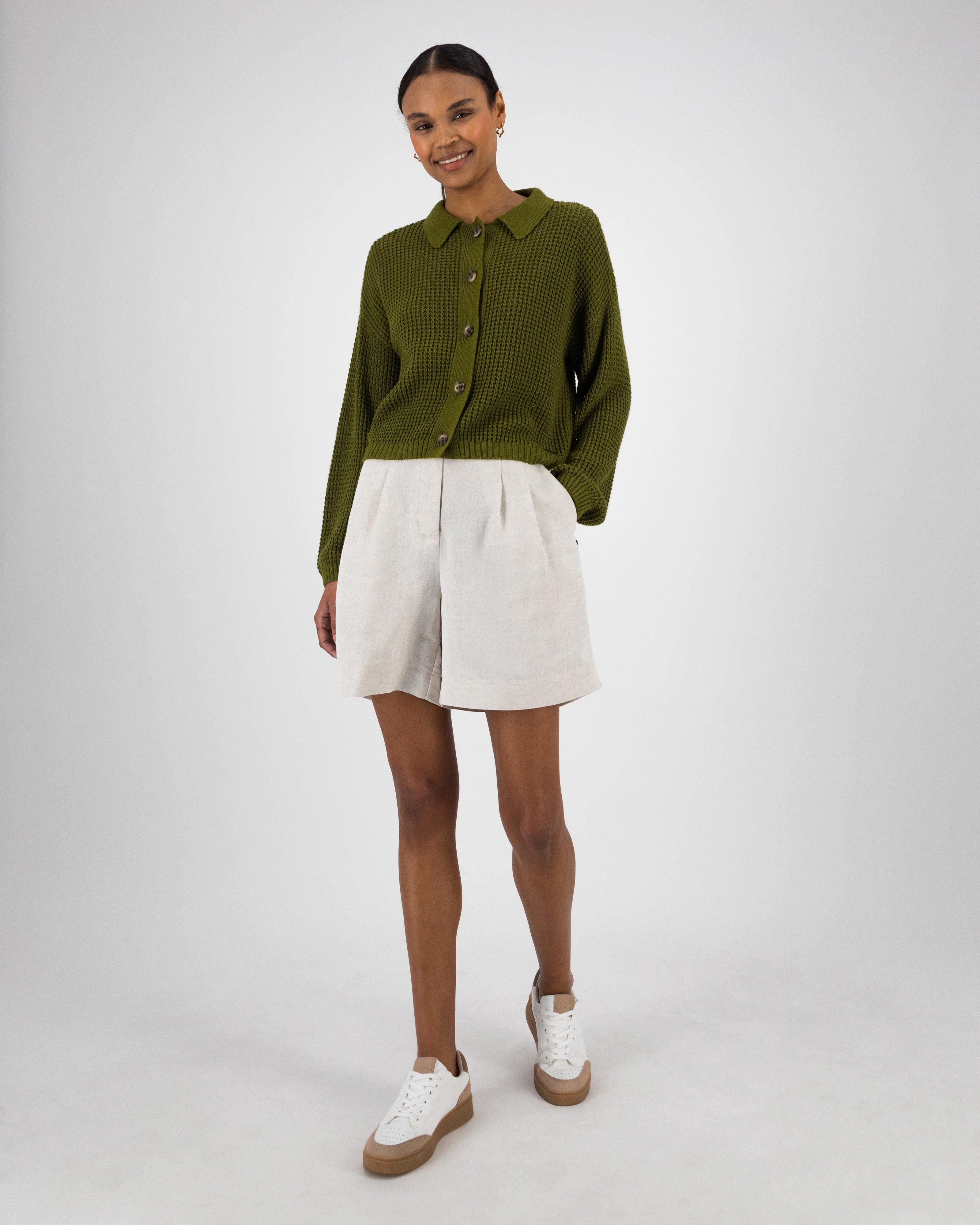 Women’s Ayra Linen Pleated Shorts  -  Stone