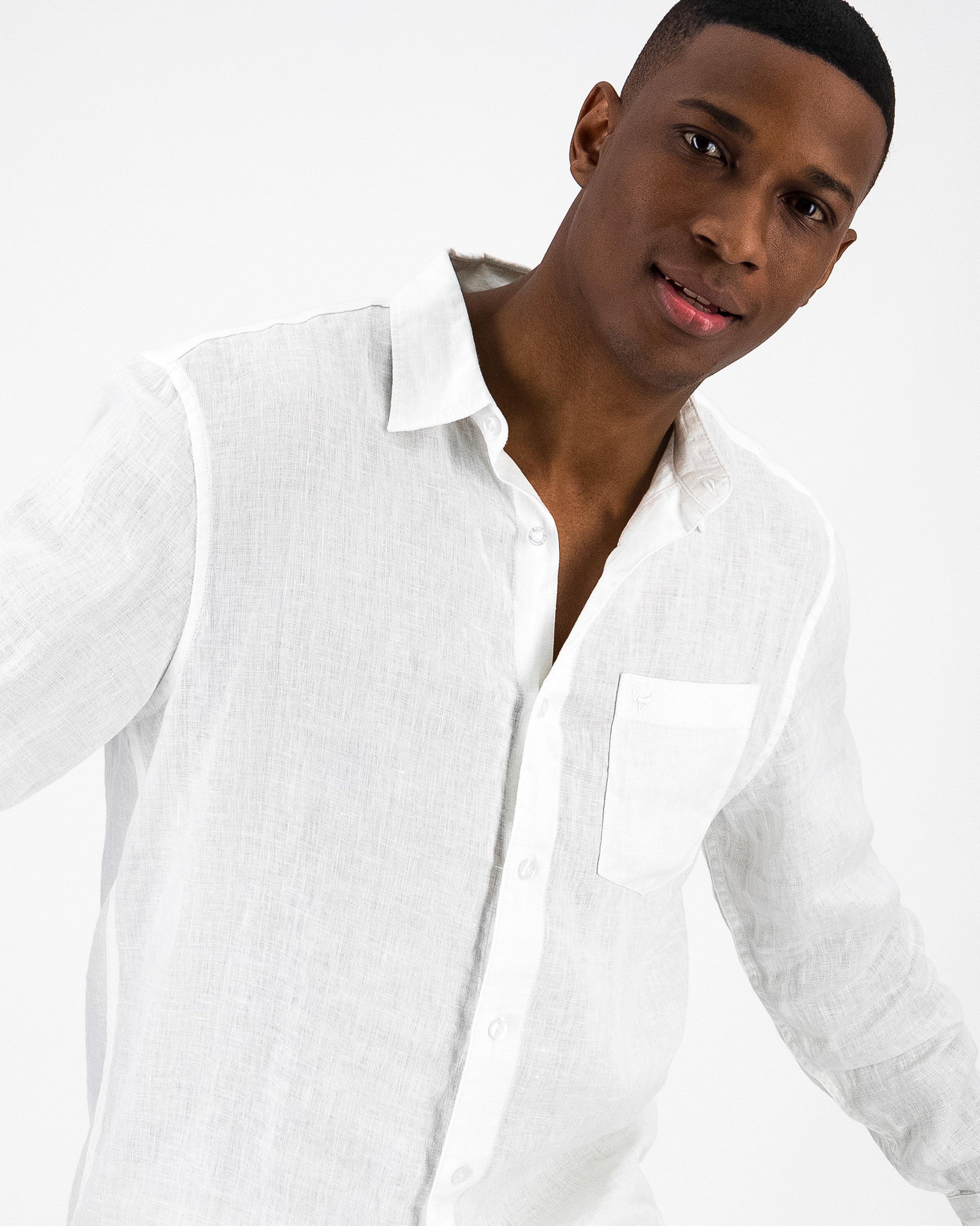 Men’s Jesse Linen Shirt  -  White