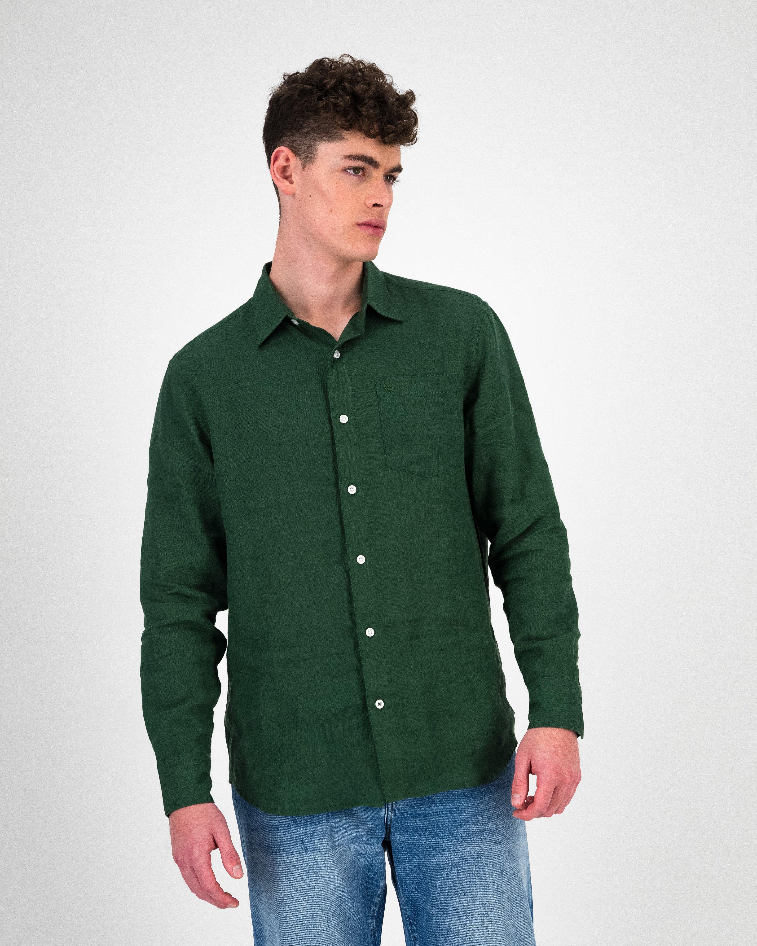 Men’s Jesse Linen Shirt  -  Olive