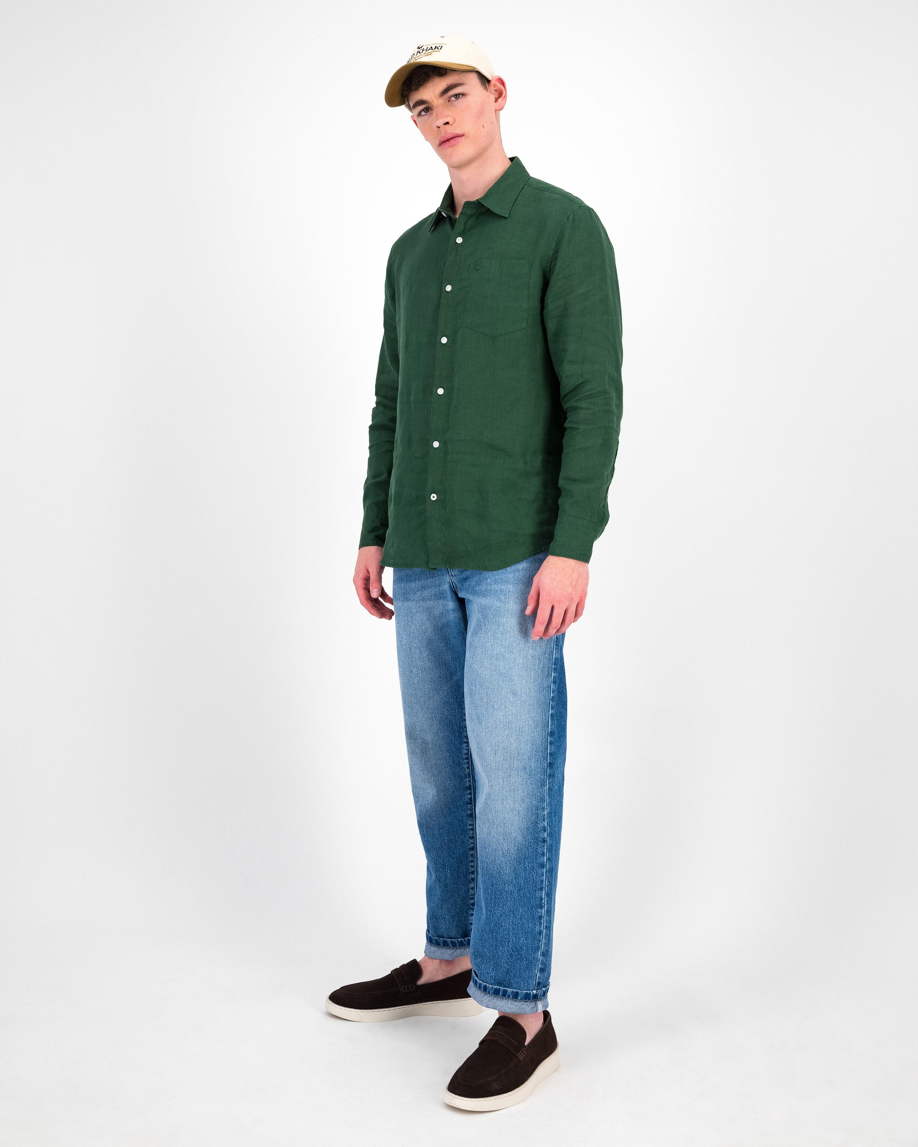 Men’s Jesse Linen Shirt  -  Olive