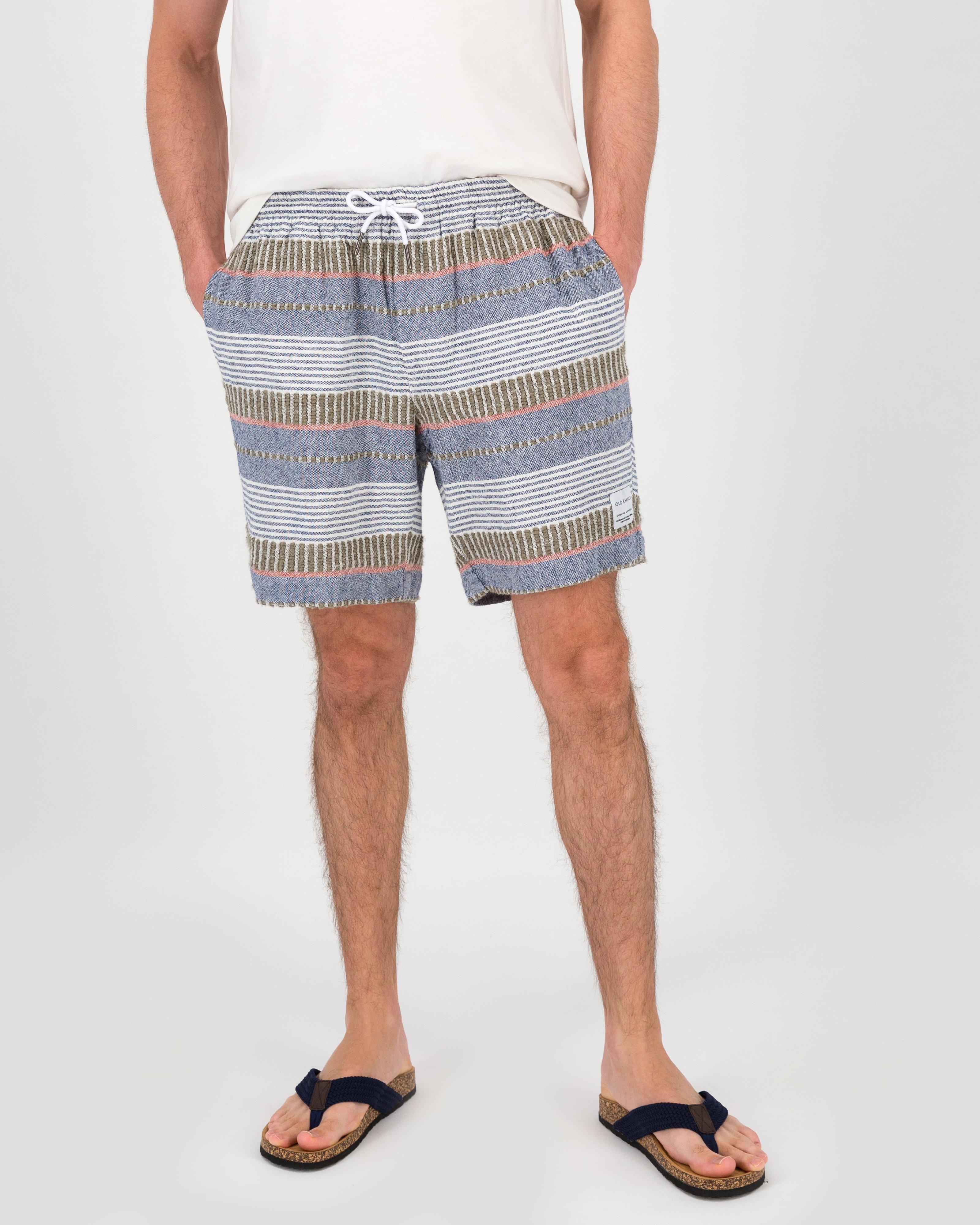 Men's Anton Pull-On Textured Shorts  -  Blue