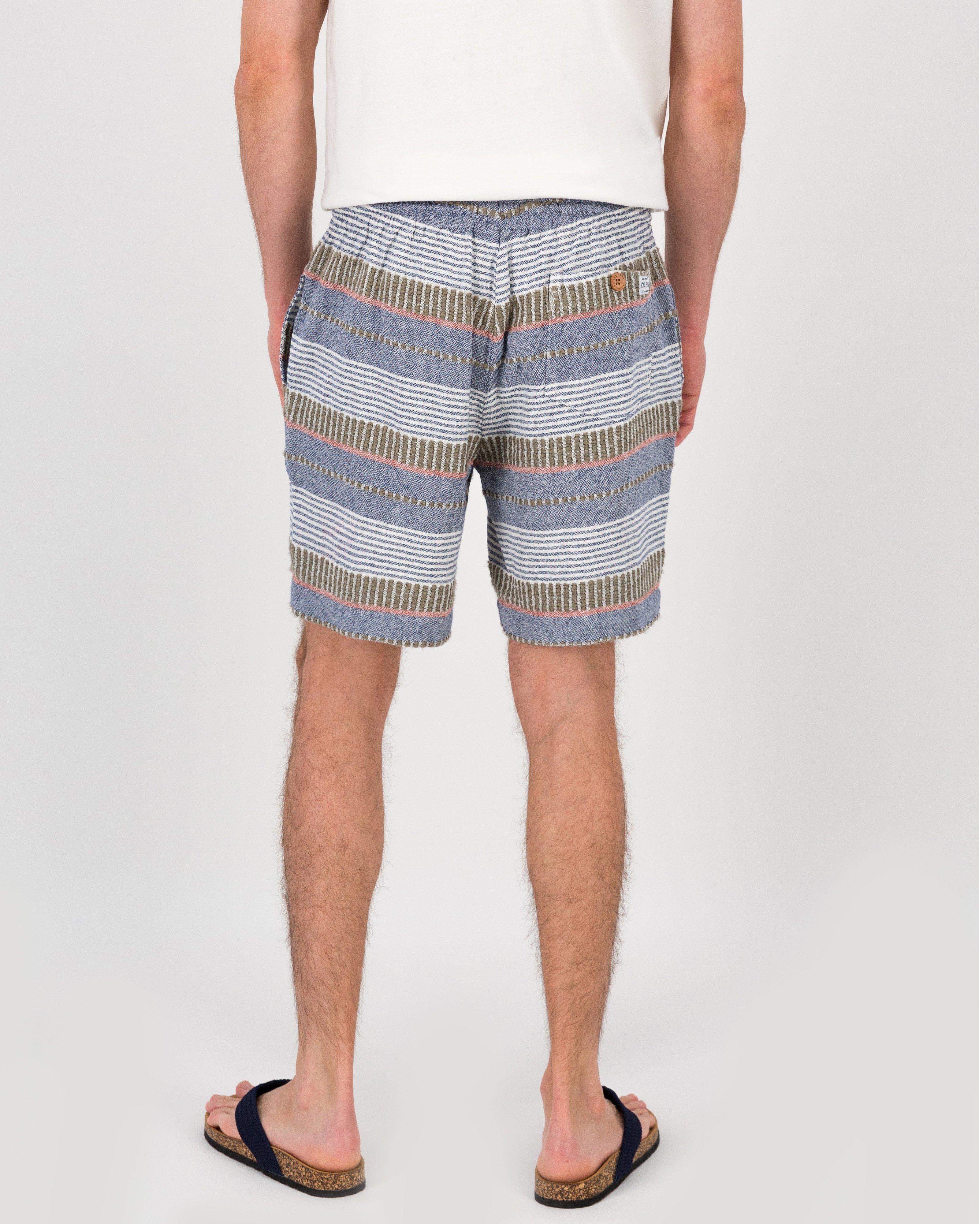 Men's Anton Pull-On Textured Shorts  -  Blue