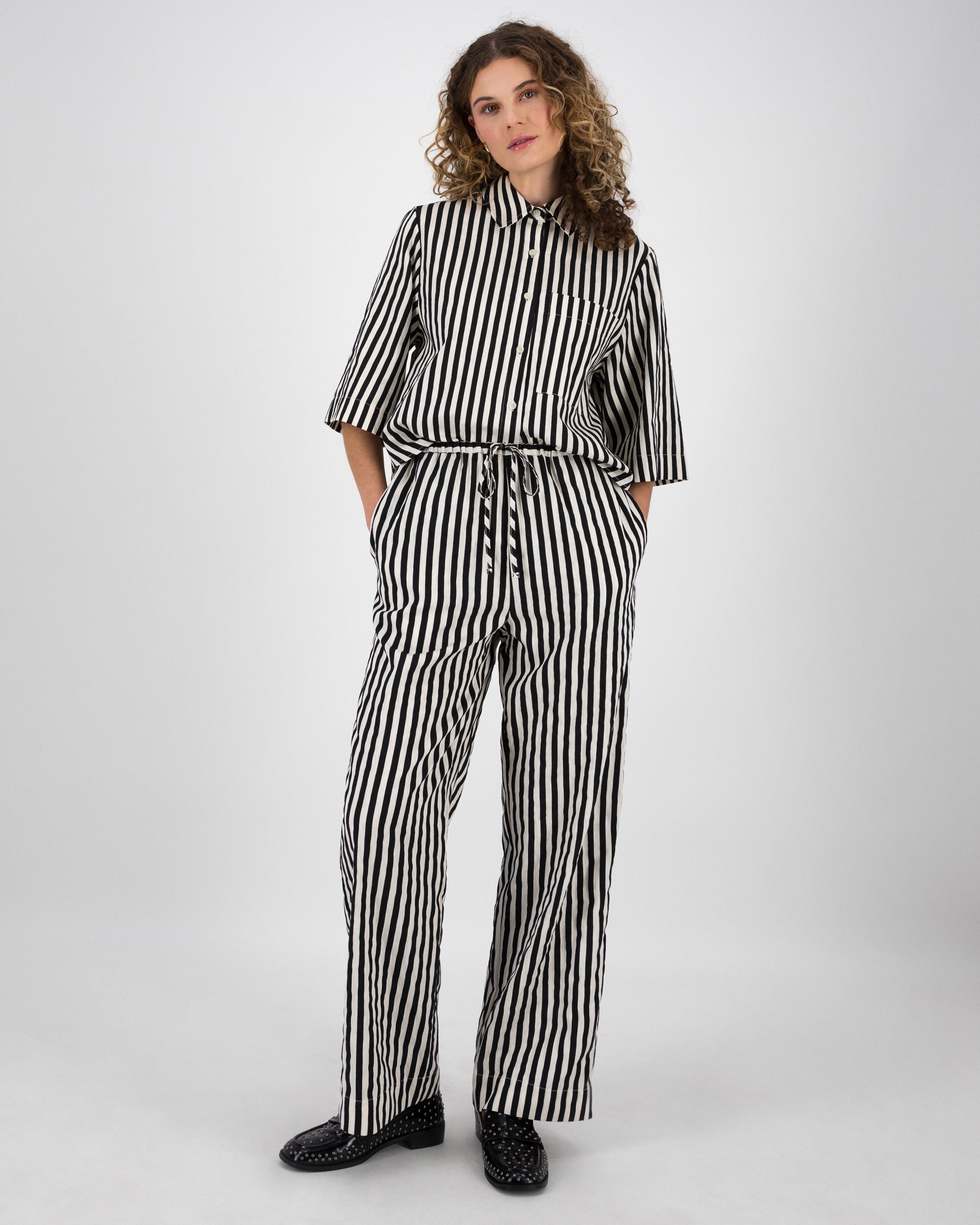 Orchid Black and White Stripe Pant -  Black