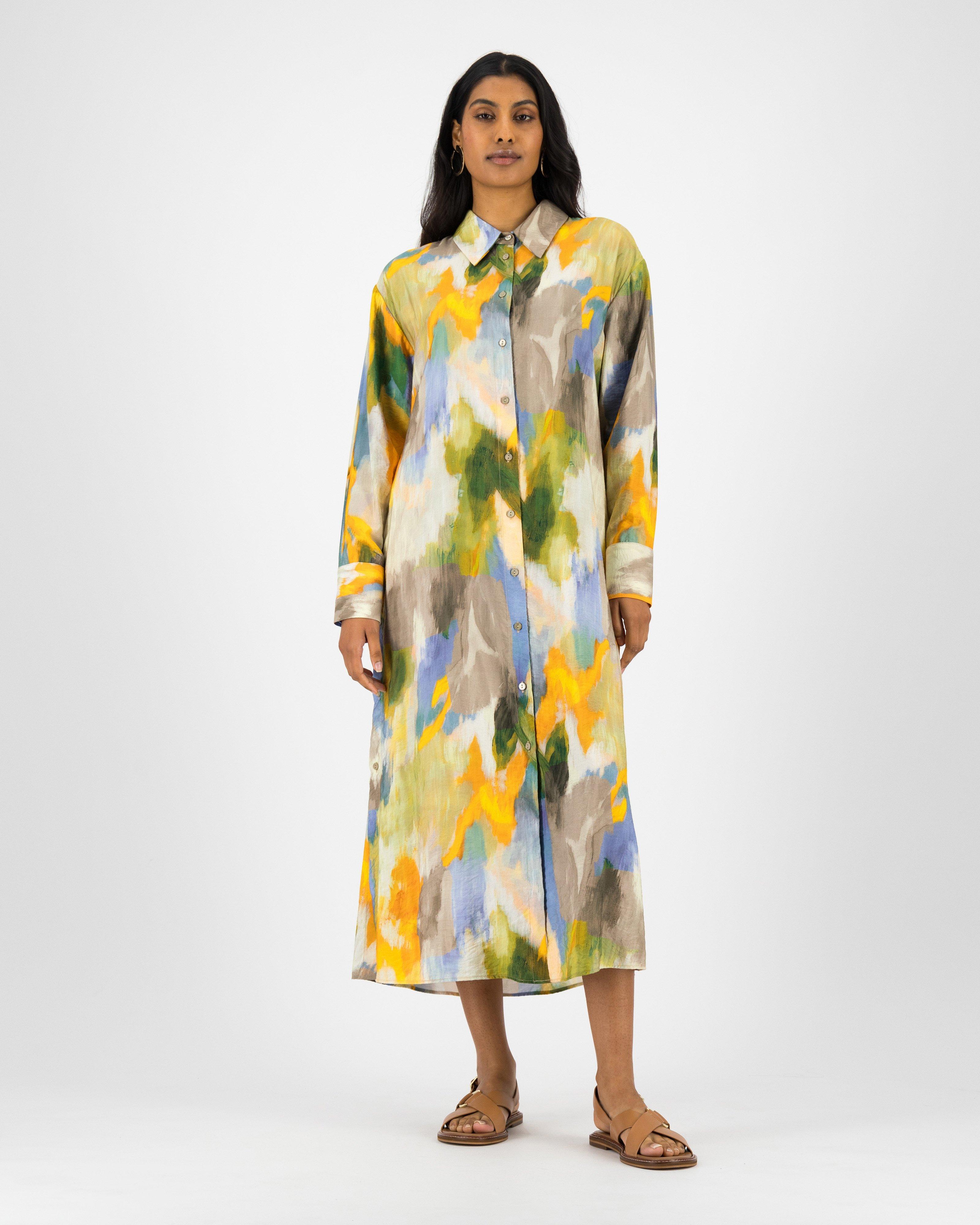 Brooke Printed Straight Shirt Dress -  Blue