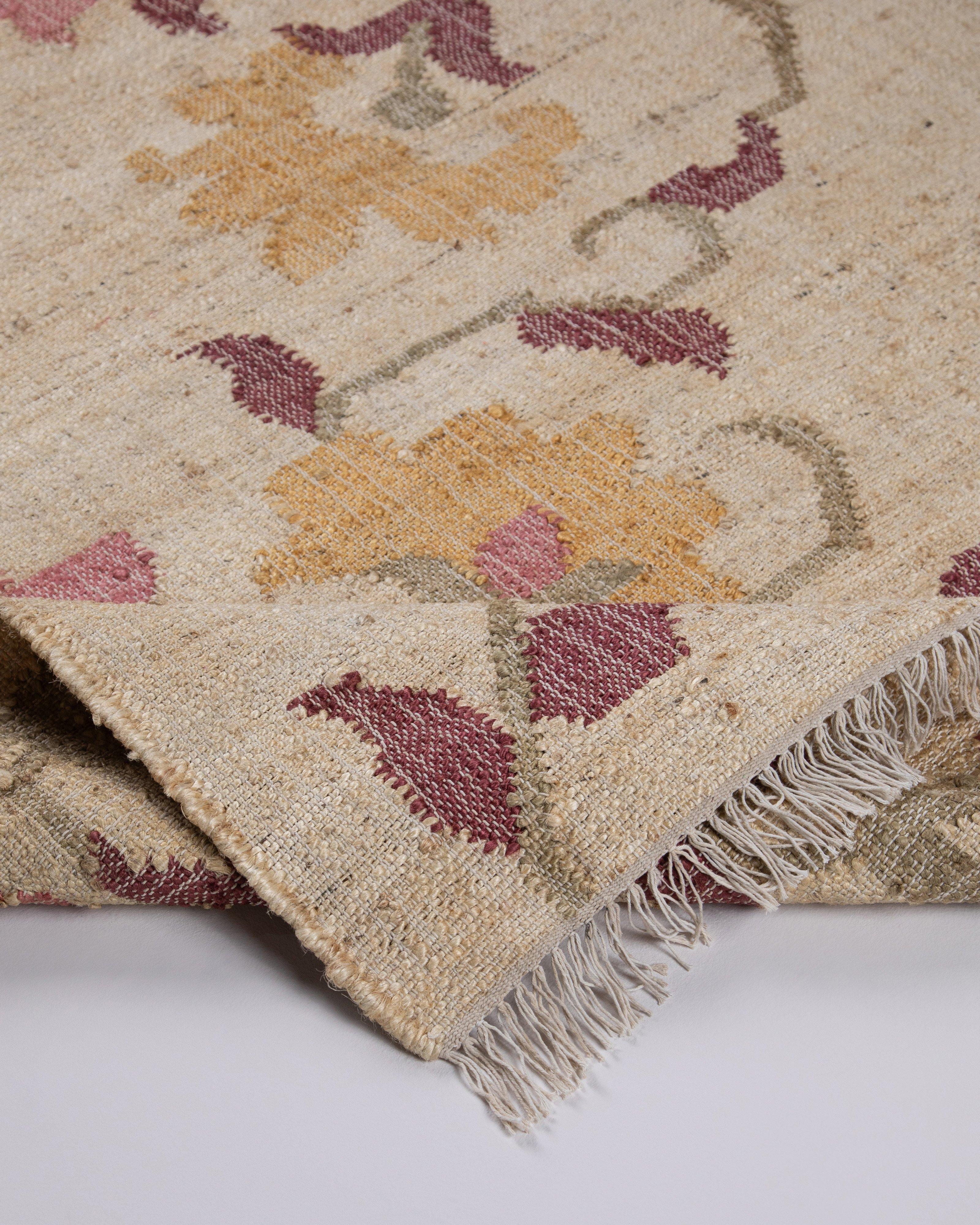 Floral Jute Cotton Rug -  Assorted