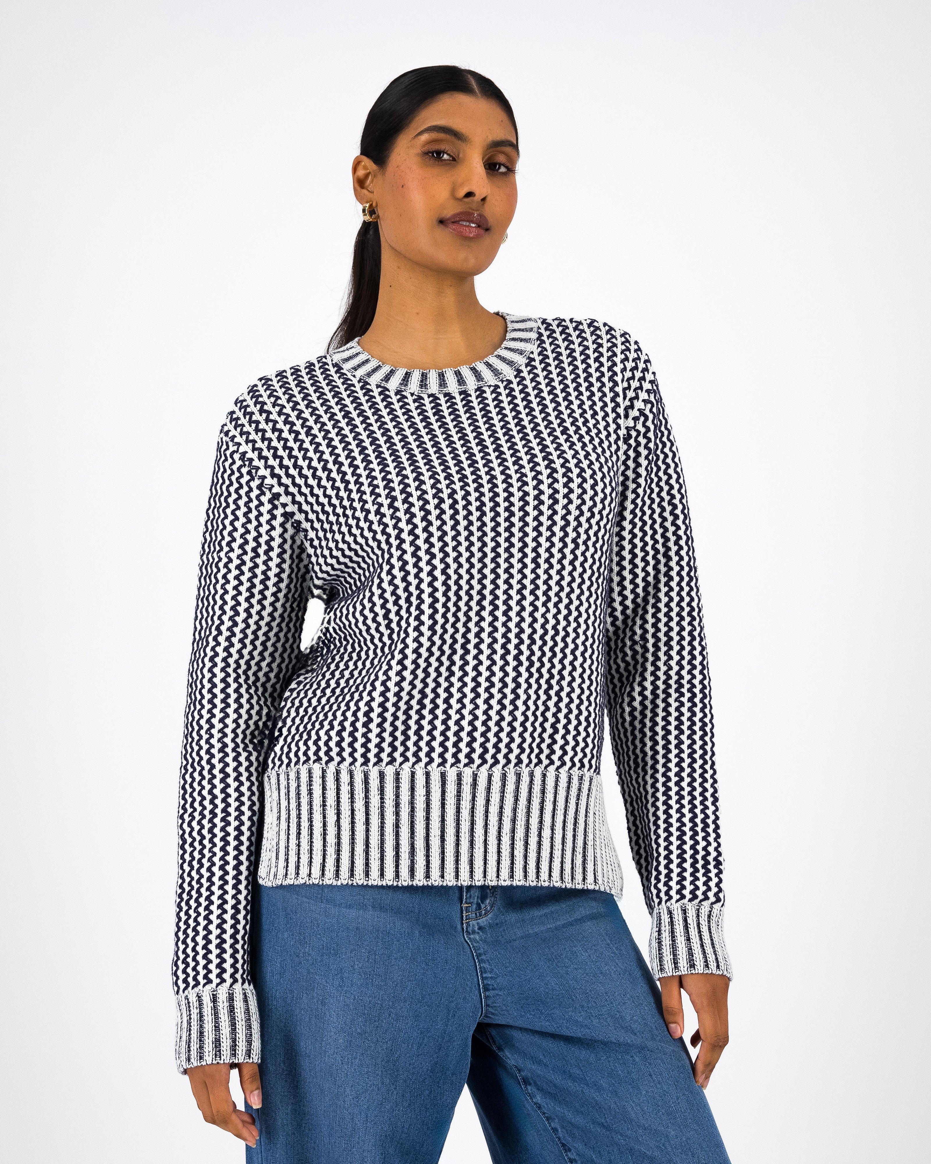Cary Zigzag Long Sleeve -  Navy