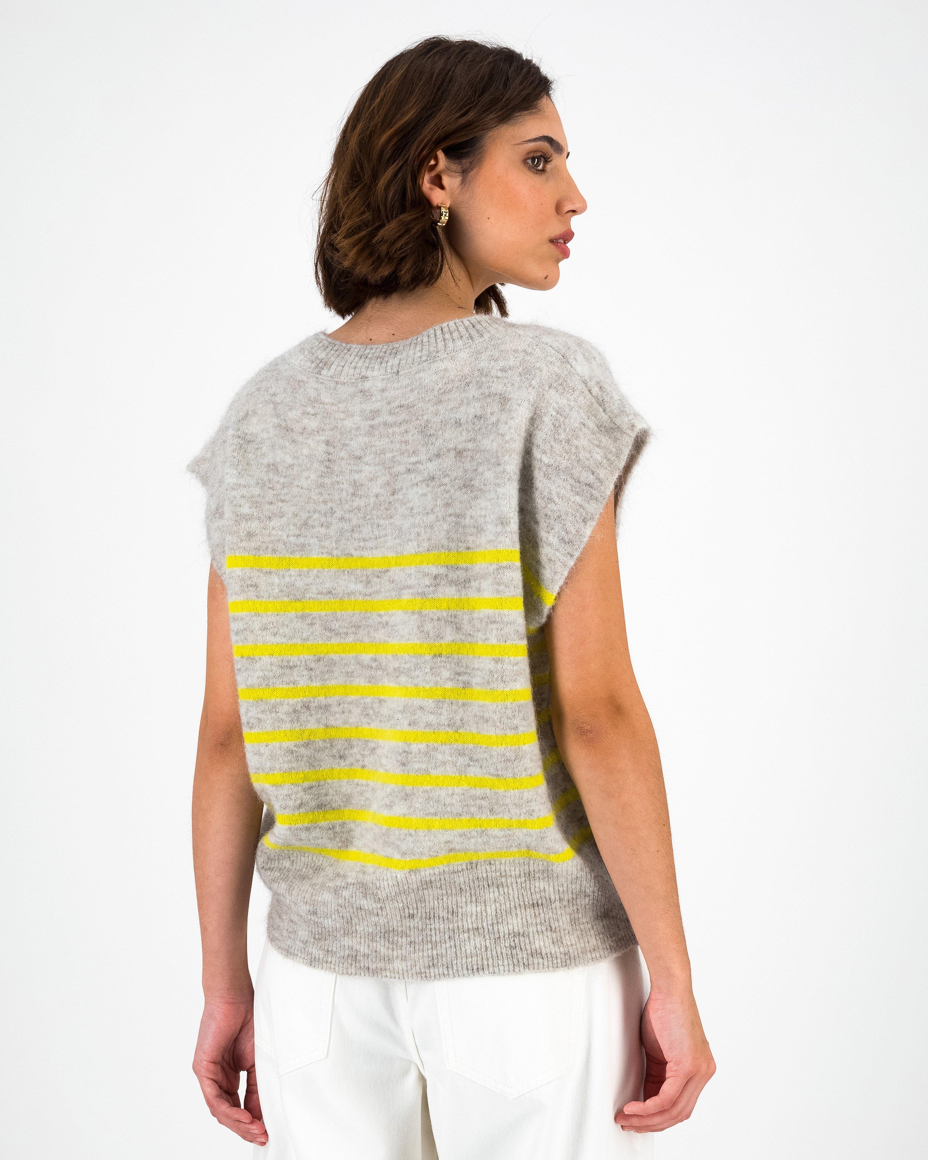 Diya Stripe Knitwear Vest -  Light Grey