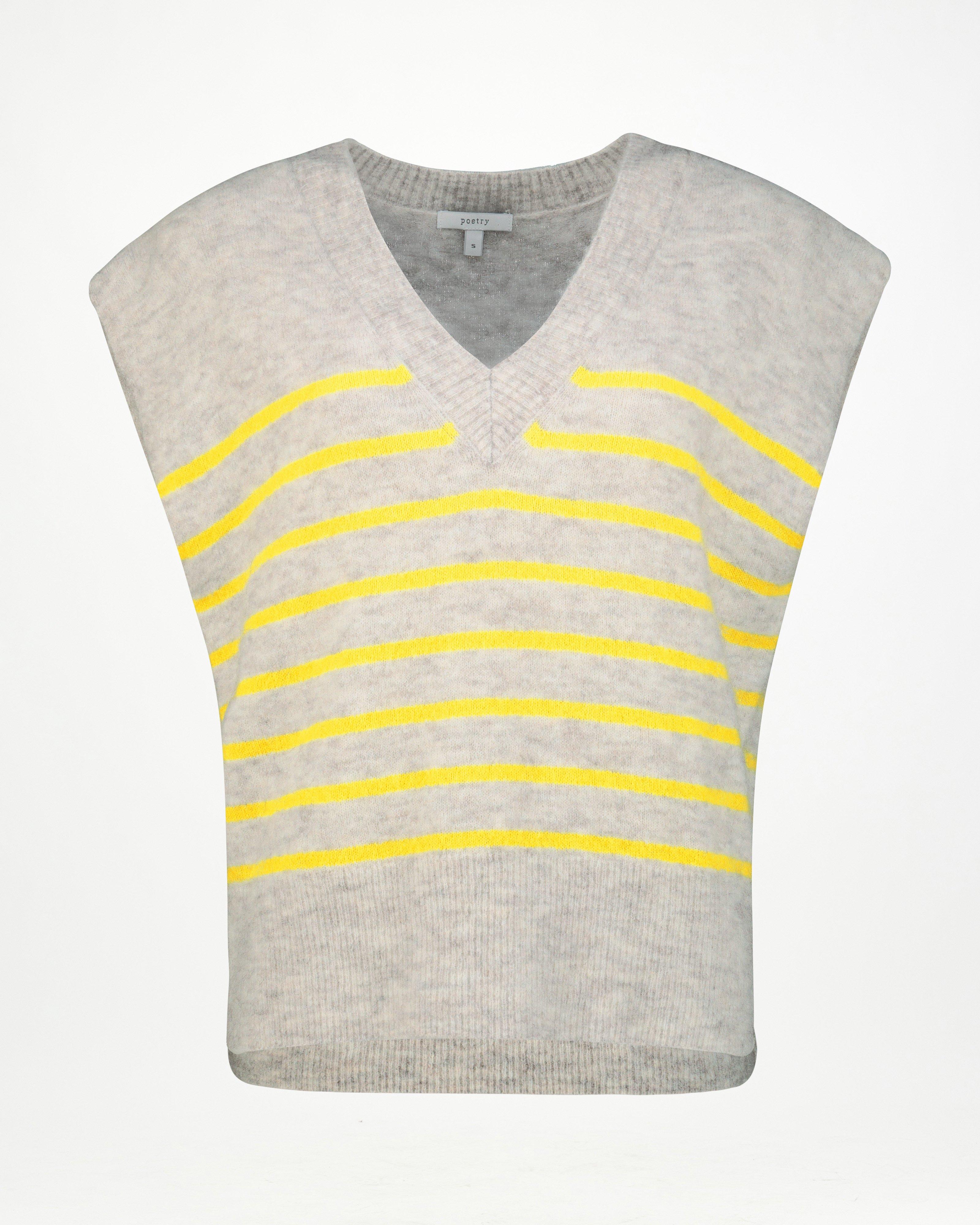 Diya Stripe Knitwear Vest -  Light Grey