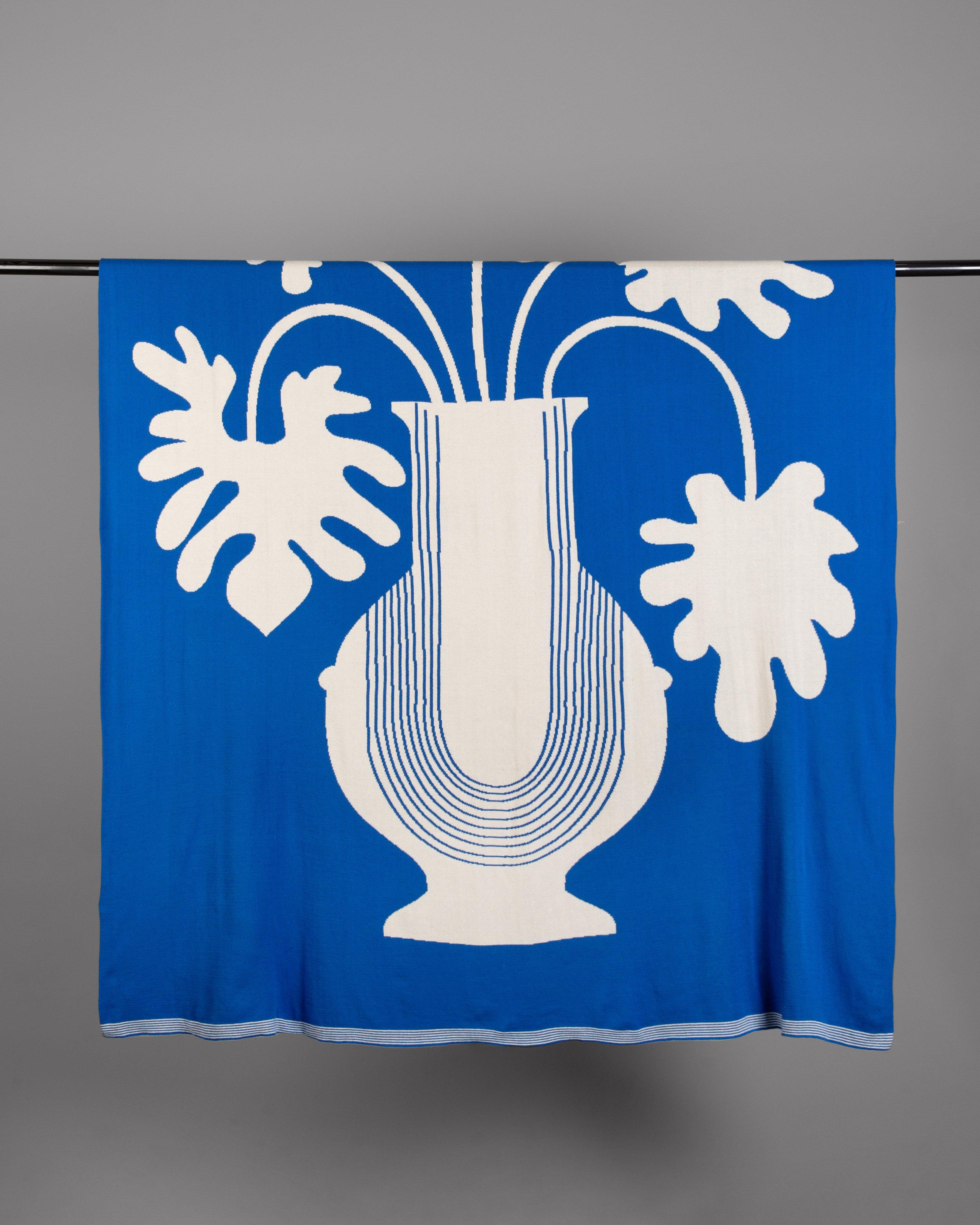 Fifi Abstract Floral Throw -  Blue