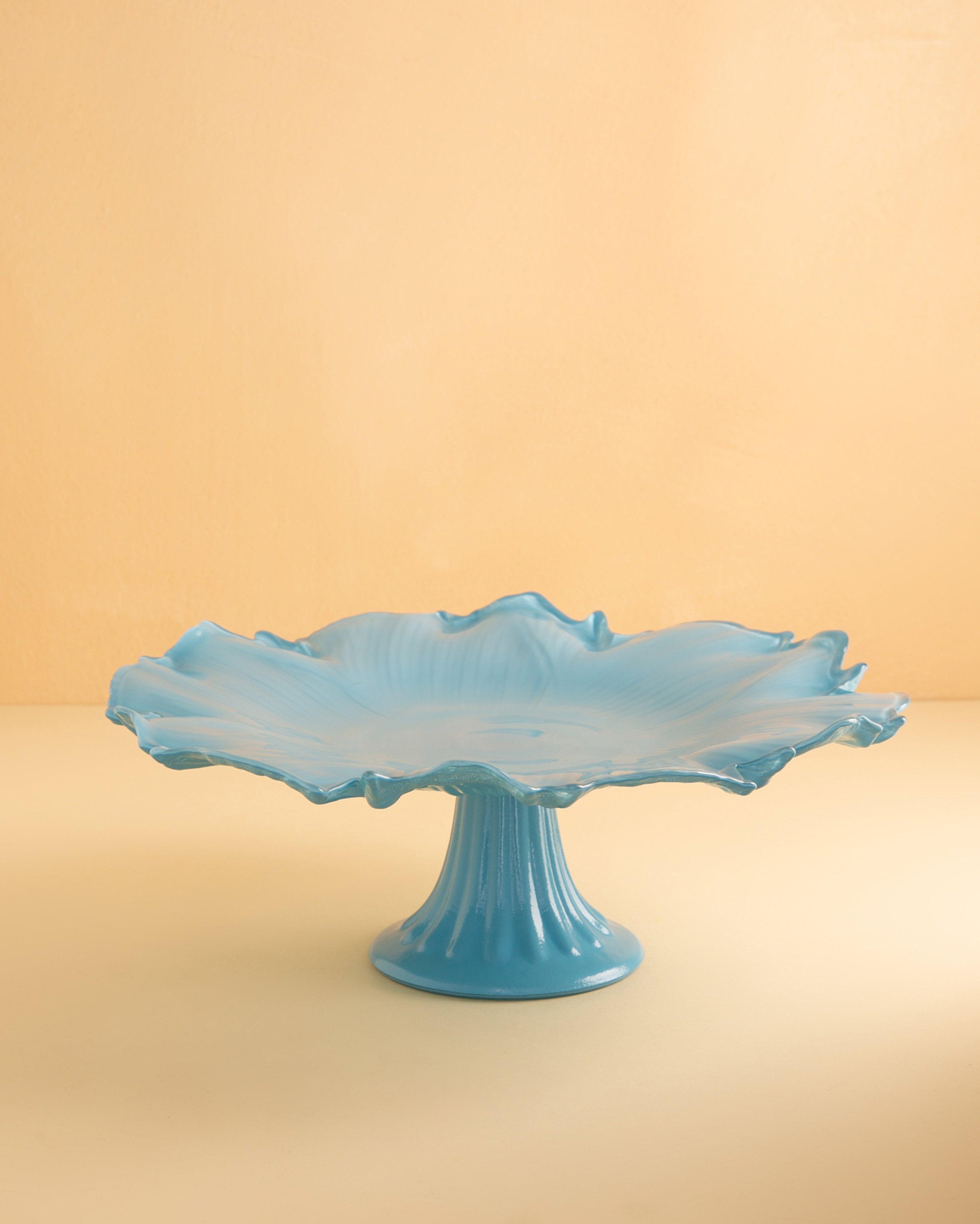 Glass Cake Stand -  Light Blue