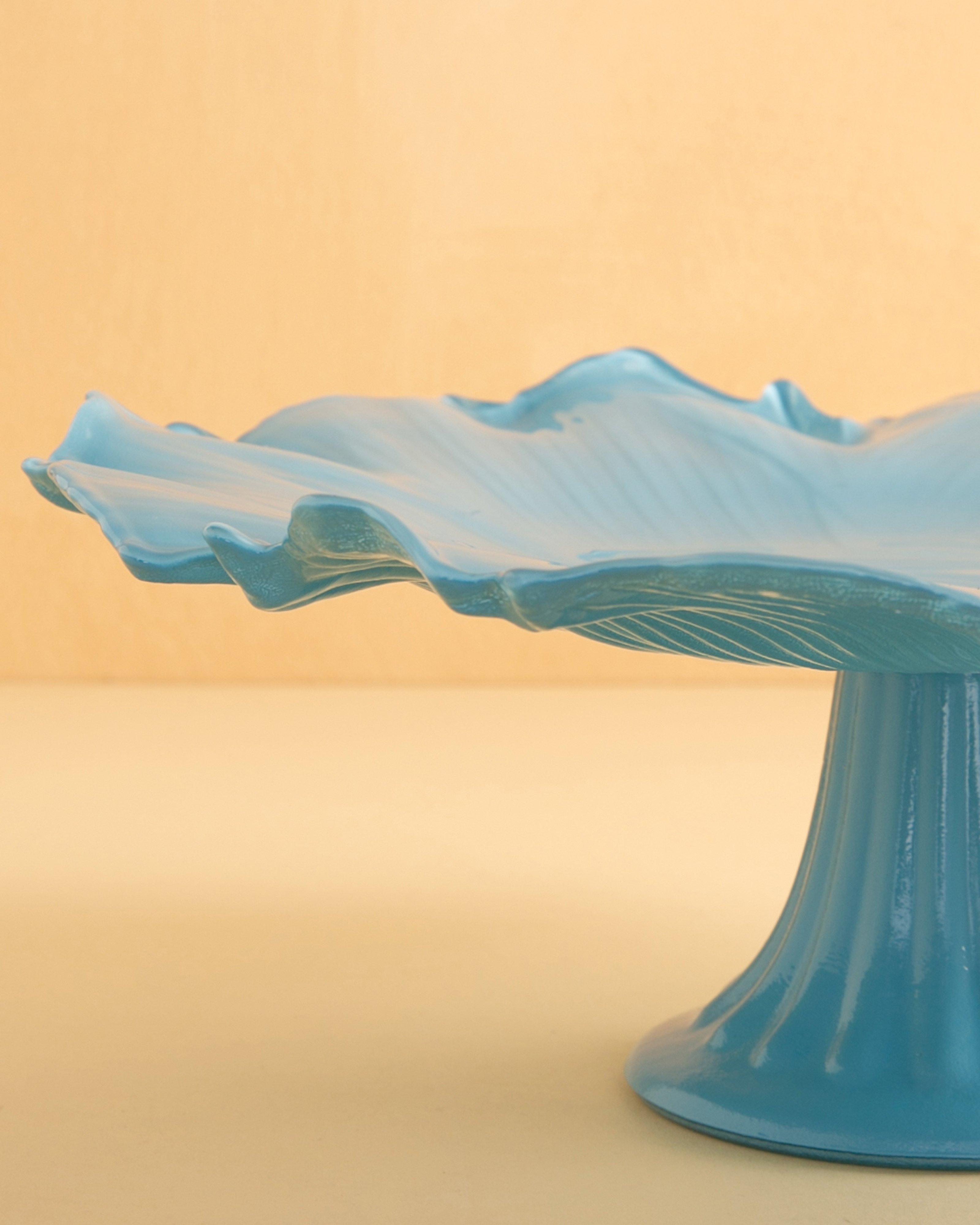 Glass Cake Stand -  Light Blue