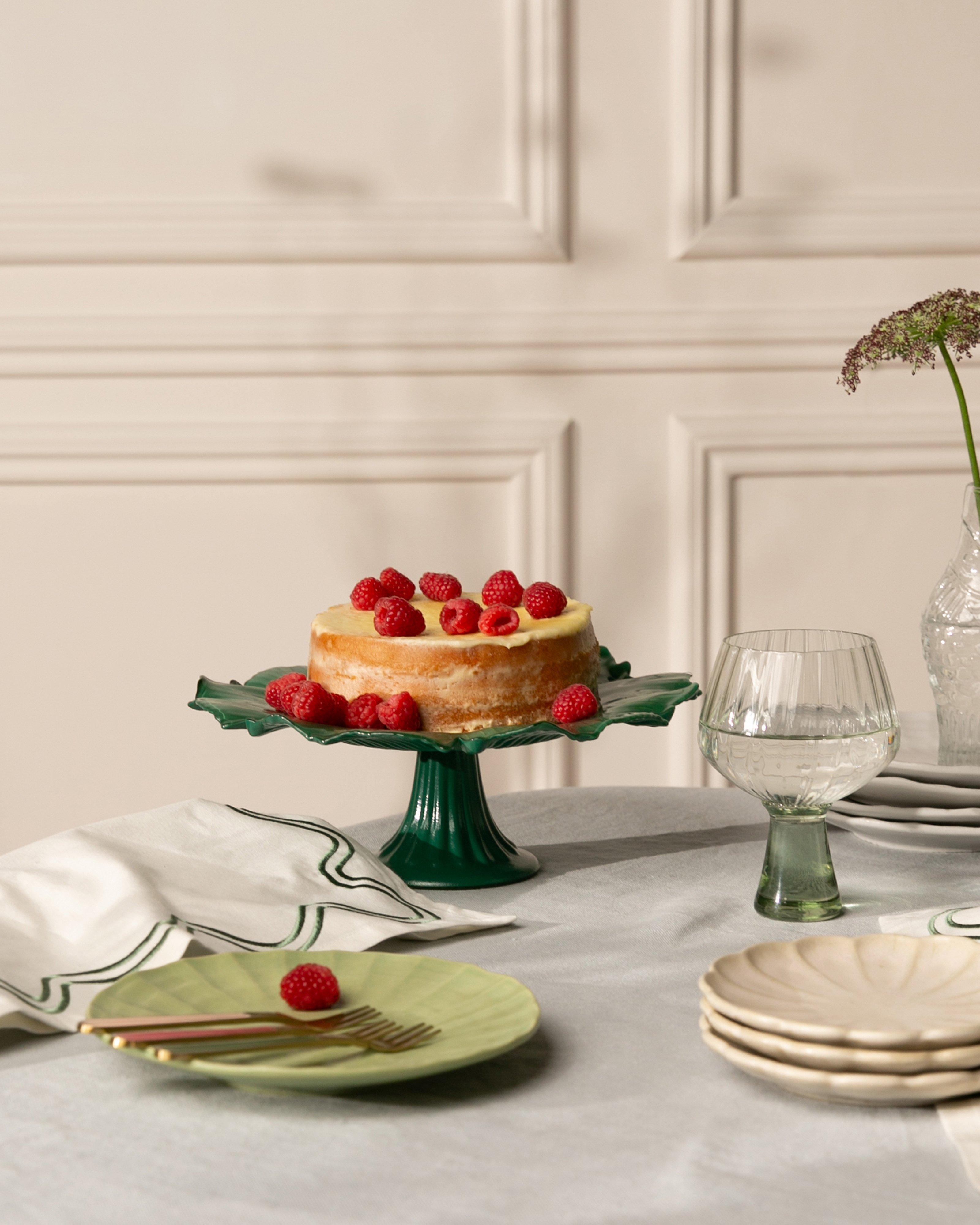 Glass Cake Stand -  Green