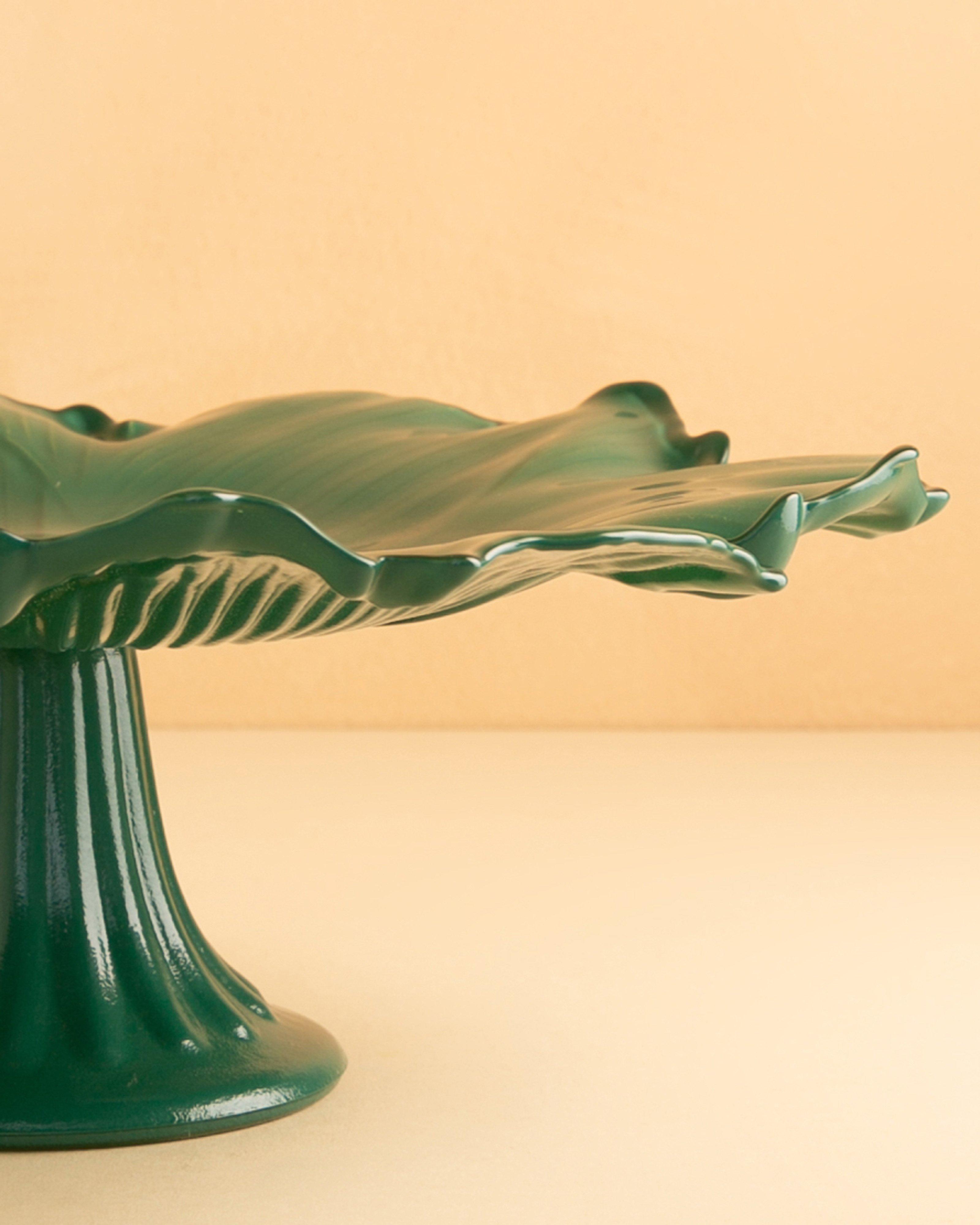 Glass Cake Stand -  Green