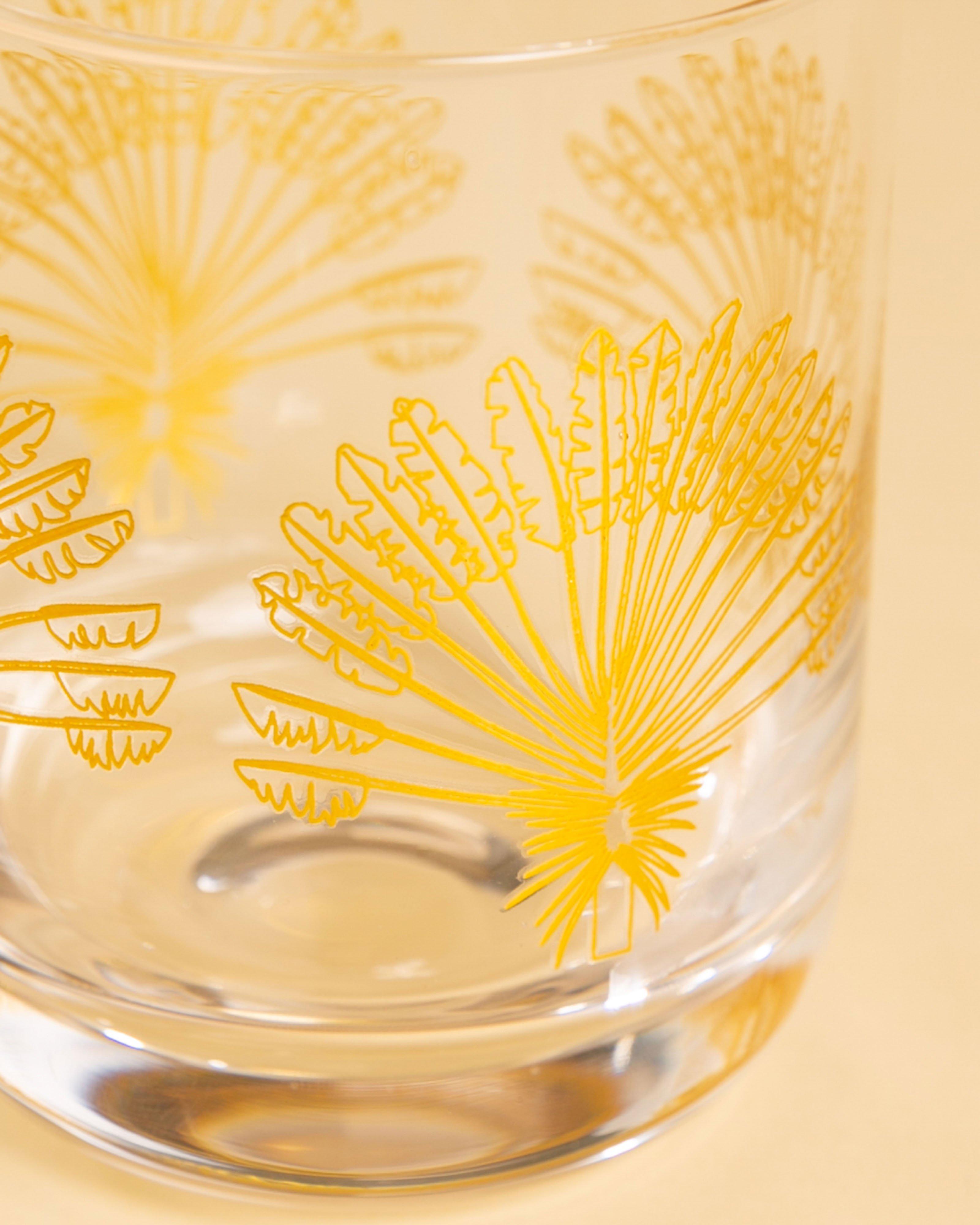 Gold Palm Water Glass -  No Colour