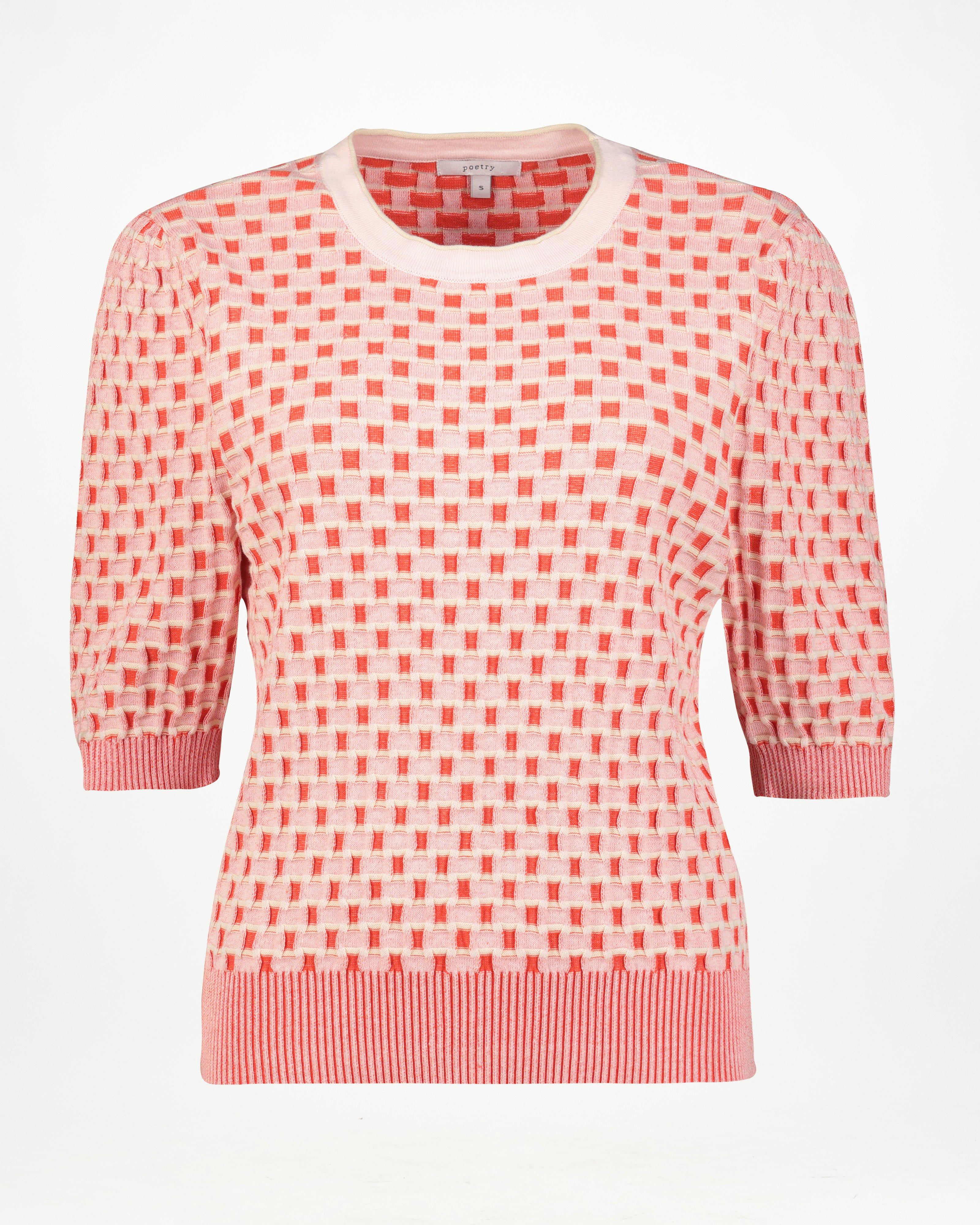Joji Short Sleeve Knitwear Top -  Pink
