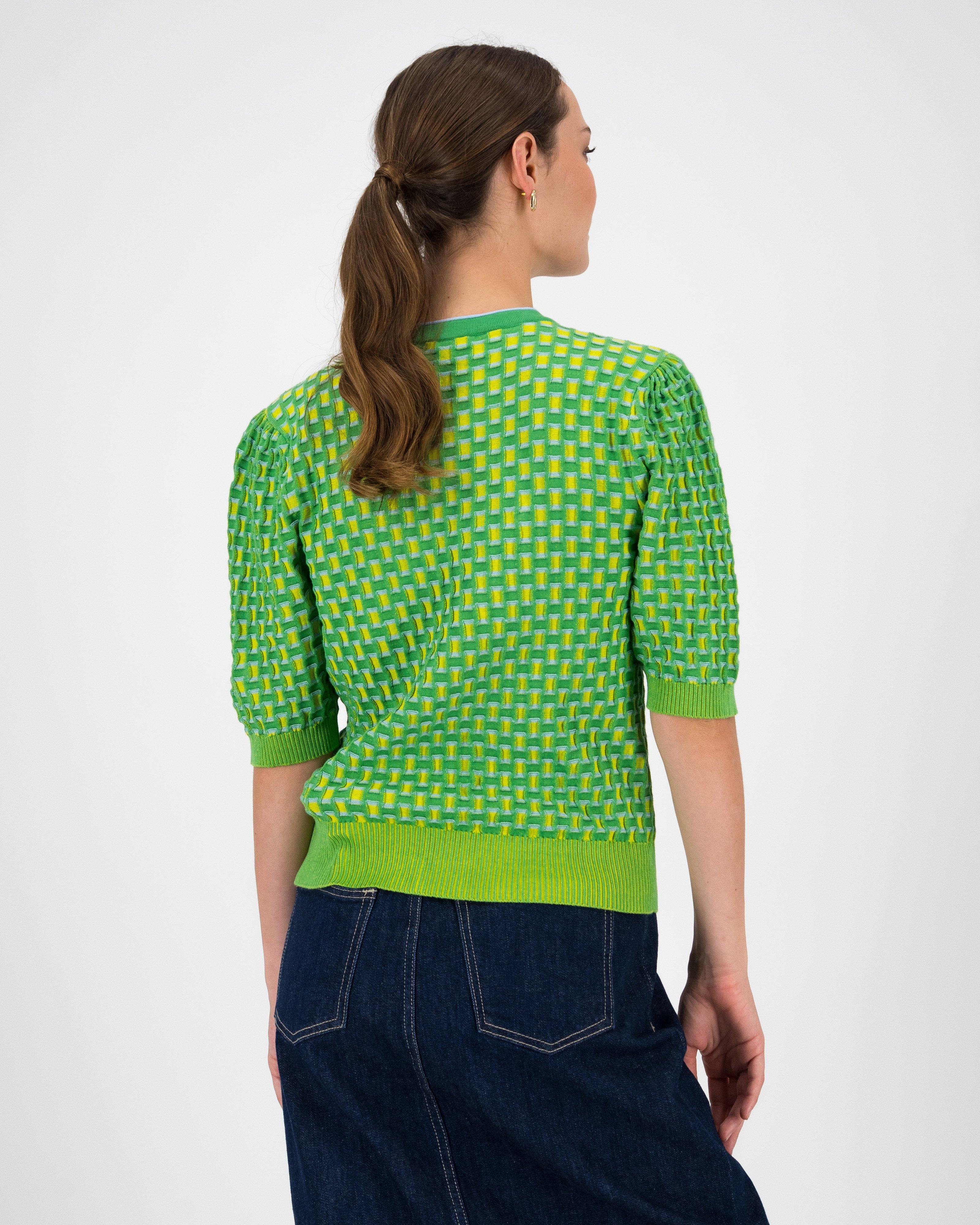 Joji Short Sleeve Knitwear Top -  Green