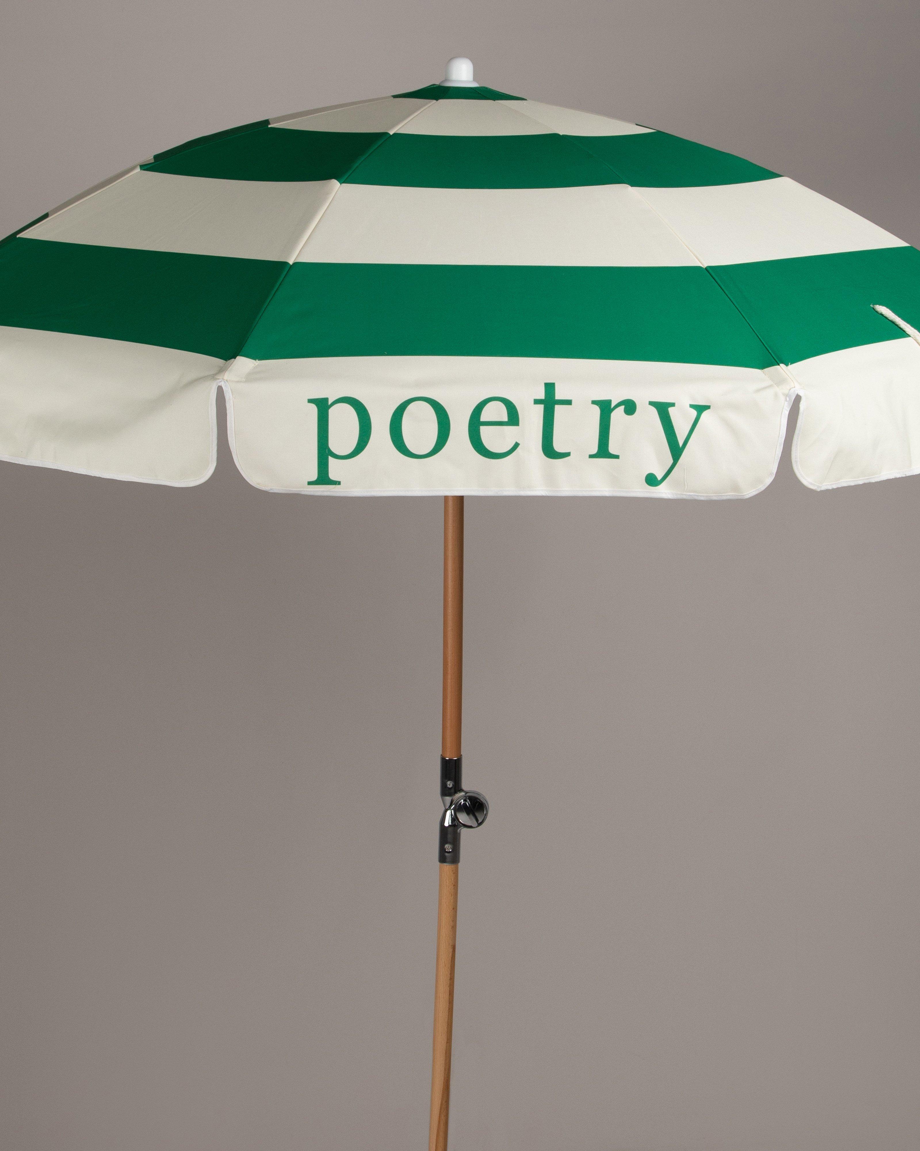 Riviera Stripe Beach Umbrella -  Green